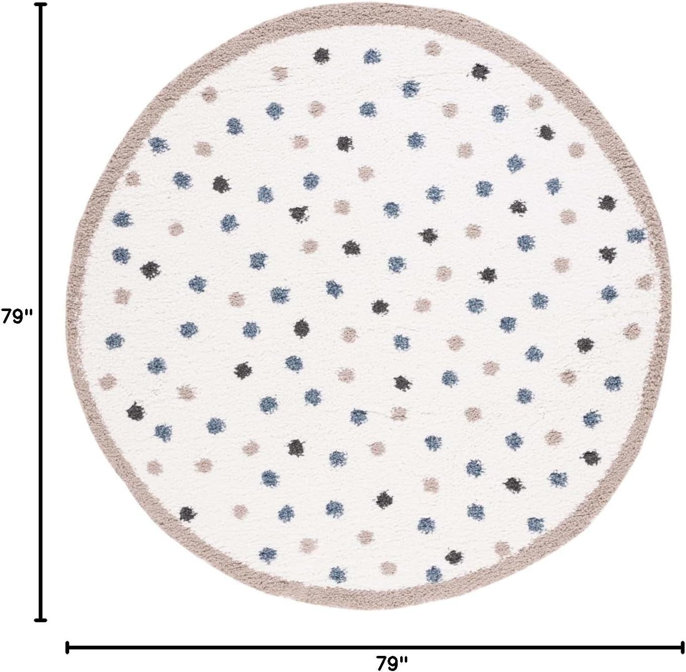 image:imageSAFAVIEH Calico Shag Collection Area Rug 9 x 12 Blue amp Ivory Polka Dot Design NonShedding amp Easy Care 16inch Thick Ideal for High Traffic Areas in Living Room Bedroom CLC102MIvoryTaupe