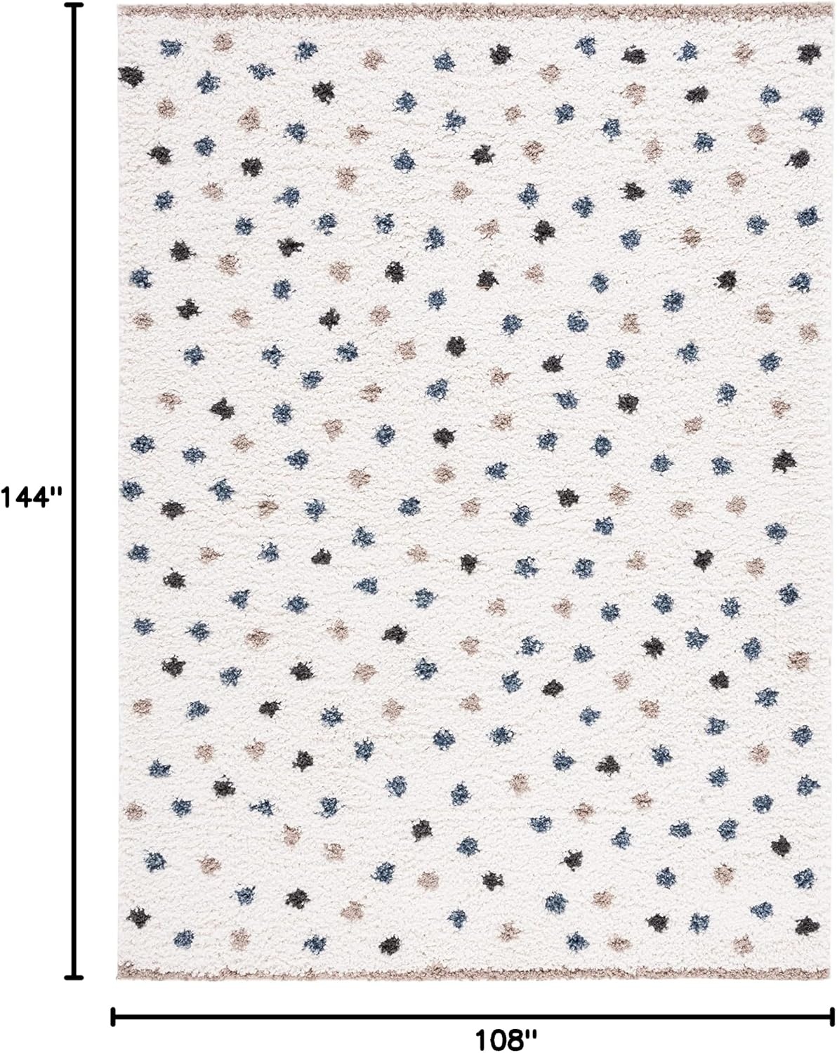image:imageSAFAVIEH Calico Shag Collection Area Rug 9 x 12 Blue amp Ivory Polka Dot Design NonShedding amp Easy Care 16inch Thick Ideal for High Traffic Areas in Living Room Bedroom CLC102MIvoryTaupe