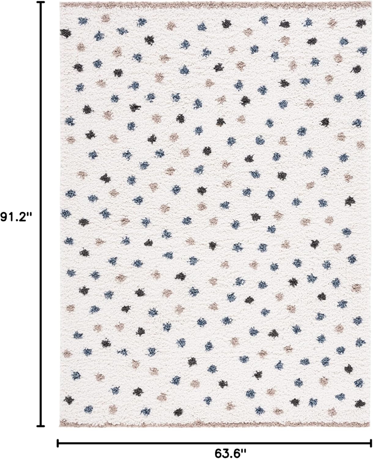image:imageSAFAVIEH Calico Shag Collection Area Rug 9 x 12 Blue amp Ivory Polka Dot Design NonShedding amp Easy Care 16inch Thick Ideal for High Traffic Areas in Living Room Bedroom CLC102MIvoryTaupe