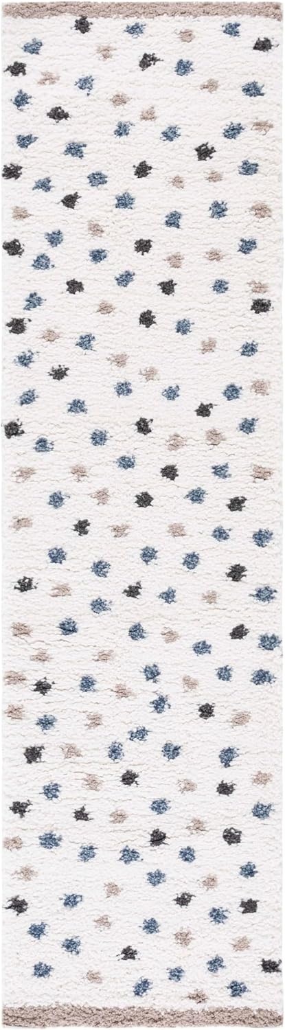 image:imageSAFAVIEH Calico Shag Collection Area Rug 9 x 12 Blue amp Ivory Polka Dot Design NonShedding amp Easy Care 16inch Thick Ideal for High Traffic Areas in Living Room Bedroom CLC102MIvoryTaupe