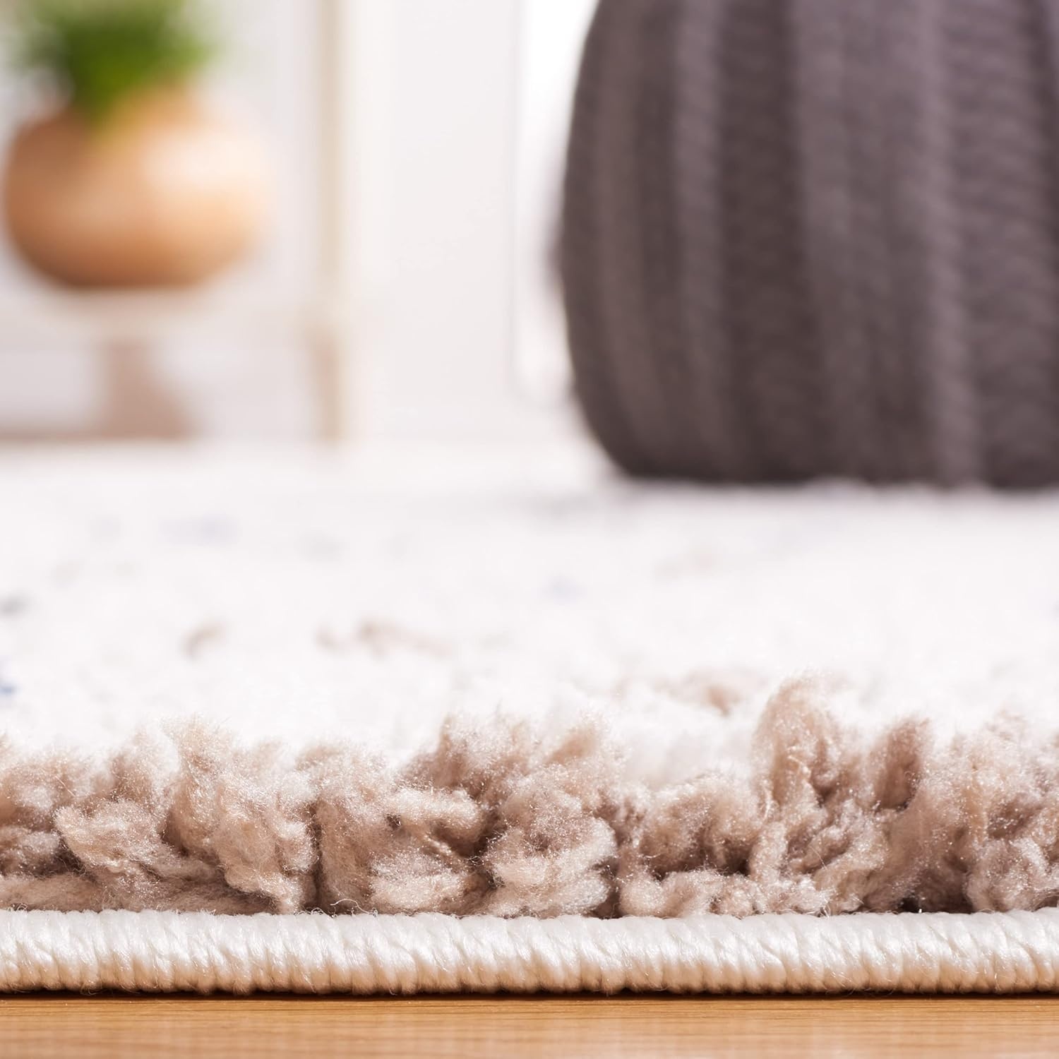 image:imageSAFAVIEH Calico Shag Collection Area Rug 9 x 12 Blue amp Ivory Polka Dot Design NonShedding amp Easy Care 16inch Thick Ideal for High Traffic Areas in Living Room Bedroom CLC102MIvoryTaupe