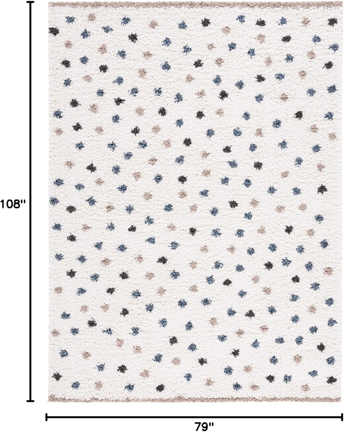 image:imageSAFAVIEH Calico Shag Collection Area Rug 9 x 12 Blue amp Ivory Polka Dot Design NonShedding amp Easy Care 16inch Thick Ideal for High Traffic Areas in Living Room Bedroom CLC102MIvoryTaupe