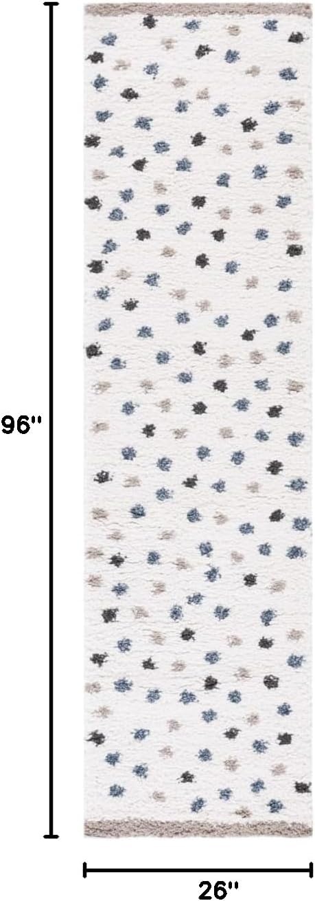 image:imageSAFAVIEH Calico Shag Collection Area Rug 9 x 12 Blue amp Ivory Polka Dot Design NonShedding amp Easy Care 16inch Thick Ideal for High Traffic Areas in Living Room Bedroom CLC102MIvoryTaupe