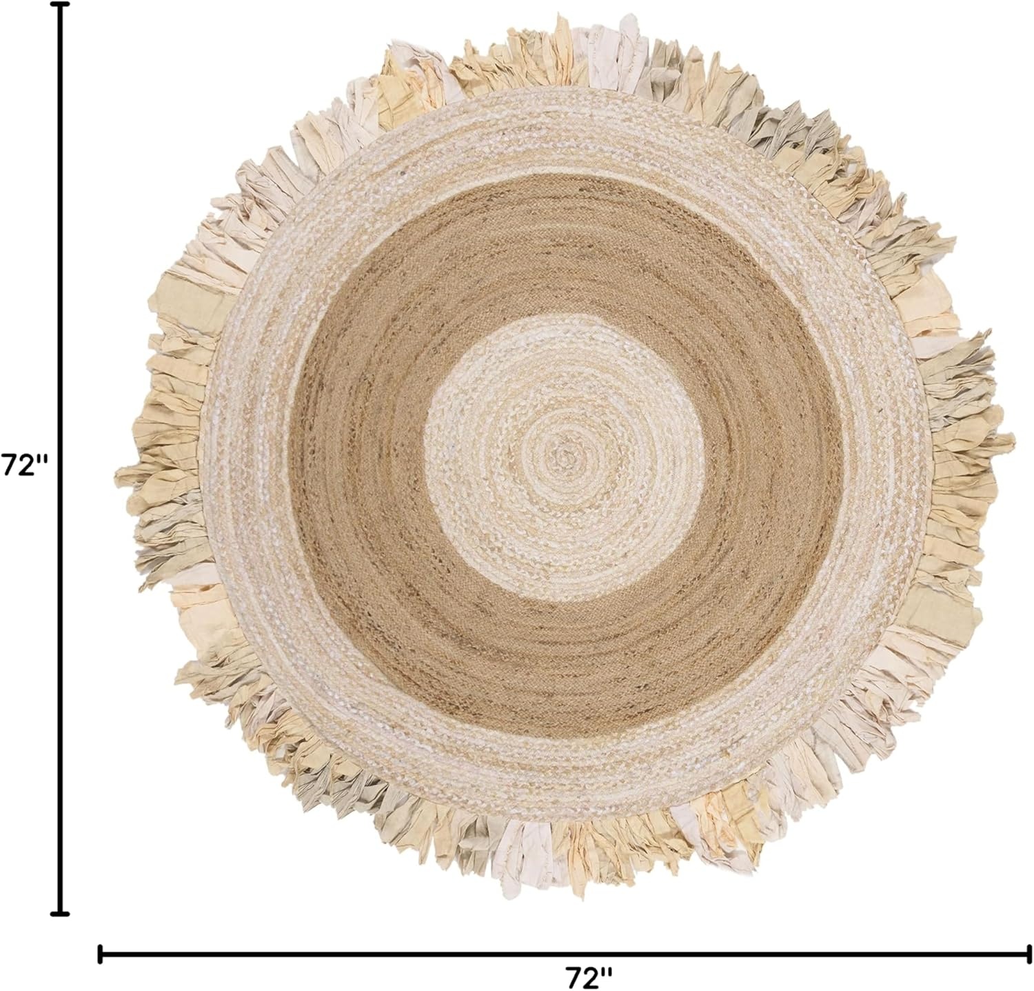 image:imageSAFAVIEH Cape Cod Collection Area Rug 6 Round Beige amp Natural Handmade Boho Fringe Jute amp Cotton Ideal for High Traffic Areas in Living Room Bedroom CAP701BBeigeNatural