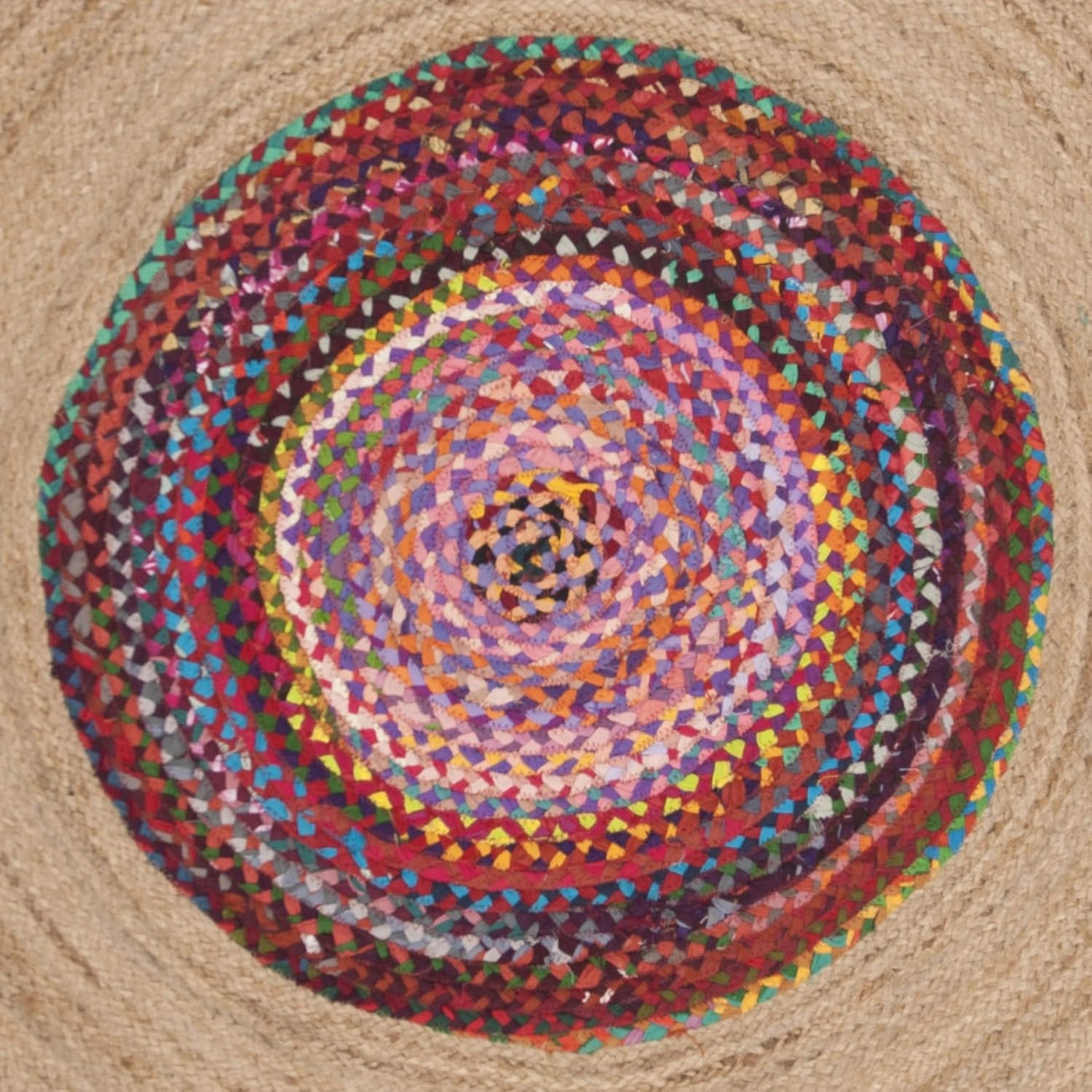 image:imageSAFAVIEH Cape Cod Collection Area Rug 6 Round Beige amp Natural Handmade Boho Fringe Jute amp Cotton Ideal for High Traffic Areas in Living Room Bedroom CAP701BMultiNatural