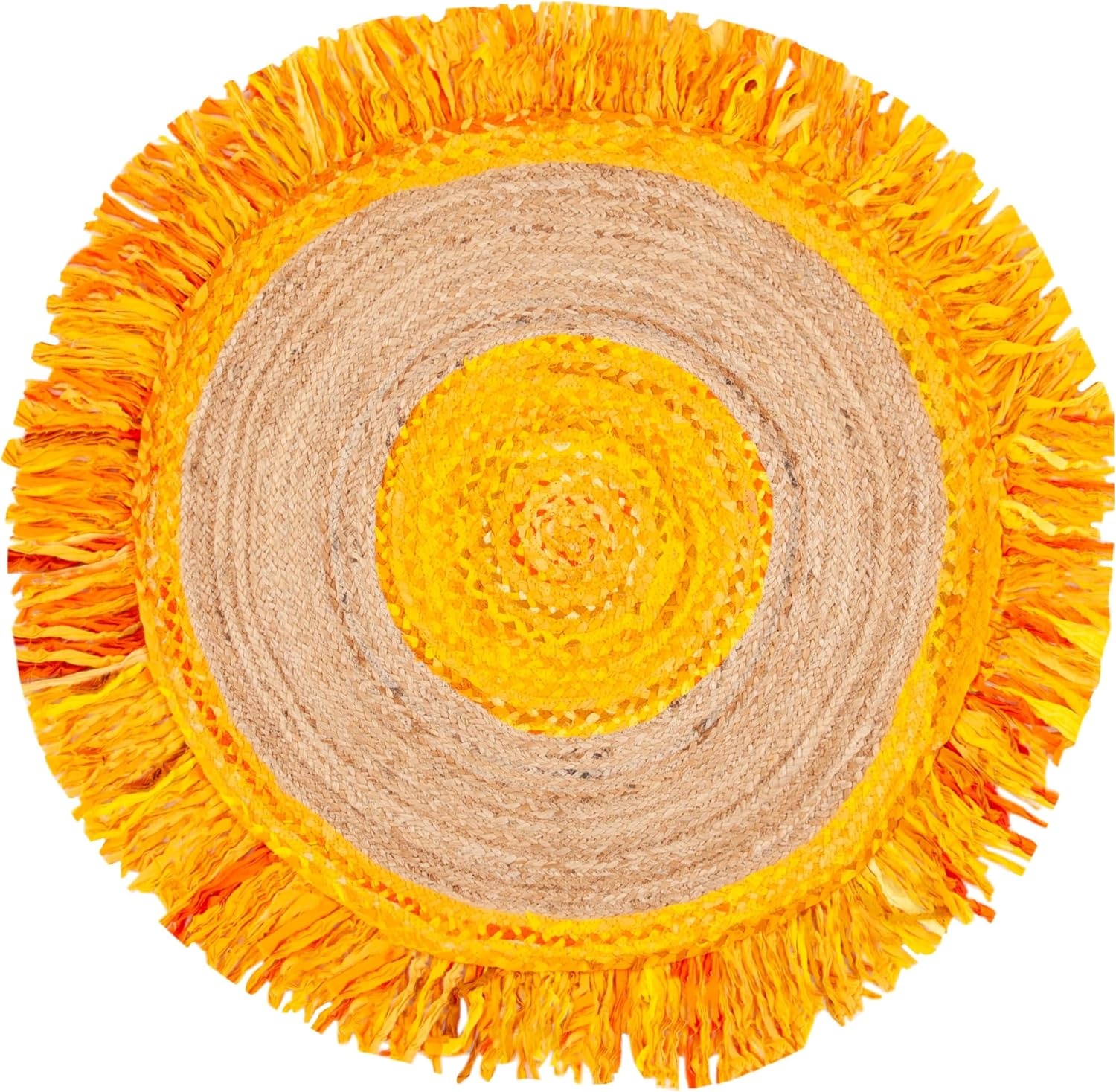 image:imageSAFAVIEH Cape Cod Collection Area Rug 6 Round Beige amp Natural Handmade Boho Fringe Jute amp Cotton Ideal for High Traffic Areas in Living Room Bedroom CAP701BGoldNatural