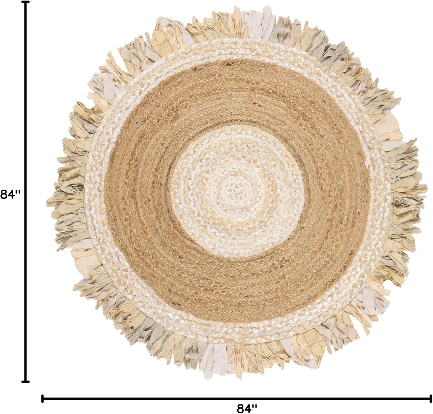 image:imageSAFAVIEH Cape Cod Collection Area Rug 6 Round Beige amp Natural Handmade Boho Fringe Jute amp Cotton Ideal for High Traffic Areas in Living Room Bedroom CAP701BBeigeNatural