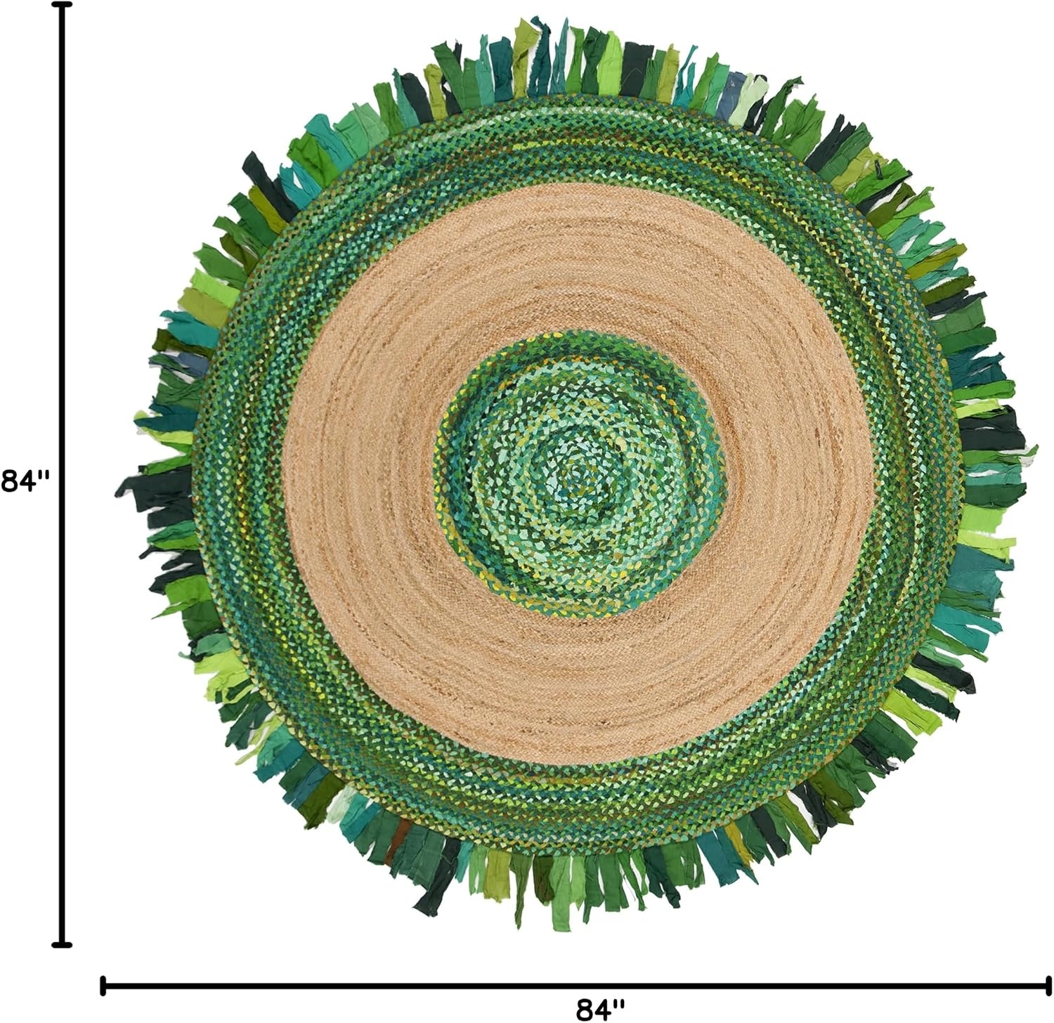 image:imageSAFAVIEH Cape Cod Collection Area Rug 6 Round Beige amp Natural Handmade Boho Fringe Jute amp Cotton Ideal for High Traffic Areas in Living Room Bedroom CAP701BGreenNatural