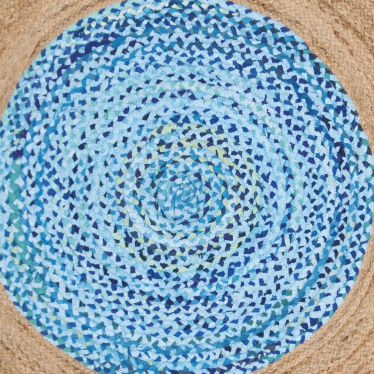 image:imageSAFAVIEH Cape Cod Collection Area Rug 6 Round Beige amp Natural Handmade Boho Fringe Jute amp Cotton Ideal for High Traffic Areas in Living Room Bedroom CAP701BTurquoiseNatural