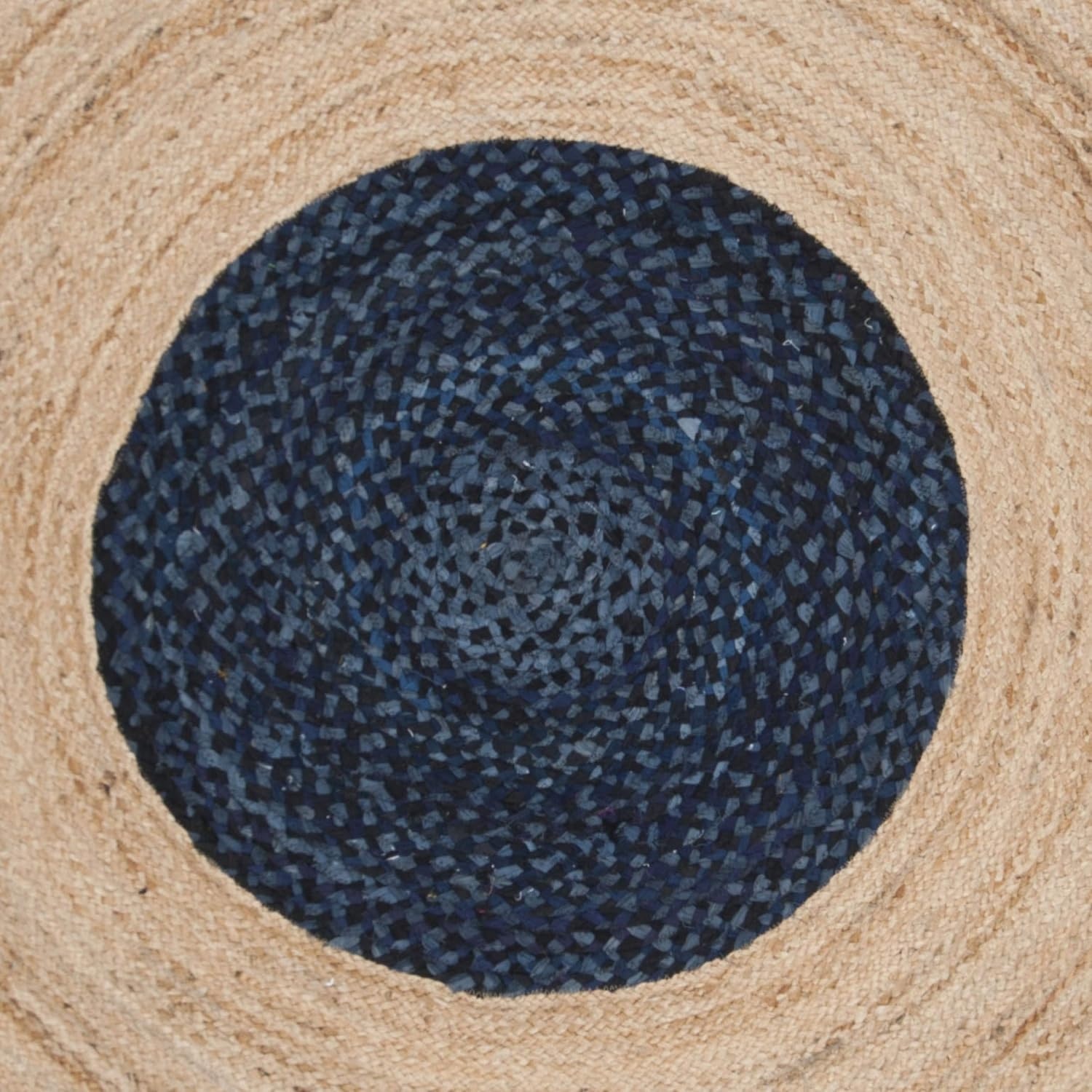 image:imageSAFAVIEH Cape Cod Collection Area Rug 6 Round Beige amp Natural Handmade Boho Fringe Jute amp Cotton Ideal for High Traffic Areas in Living Room Bedroom CAP701BNavyNatural