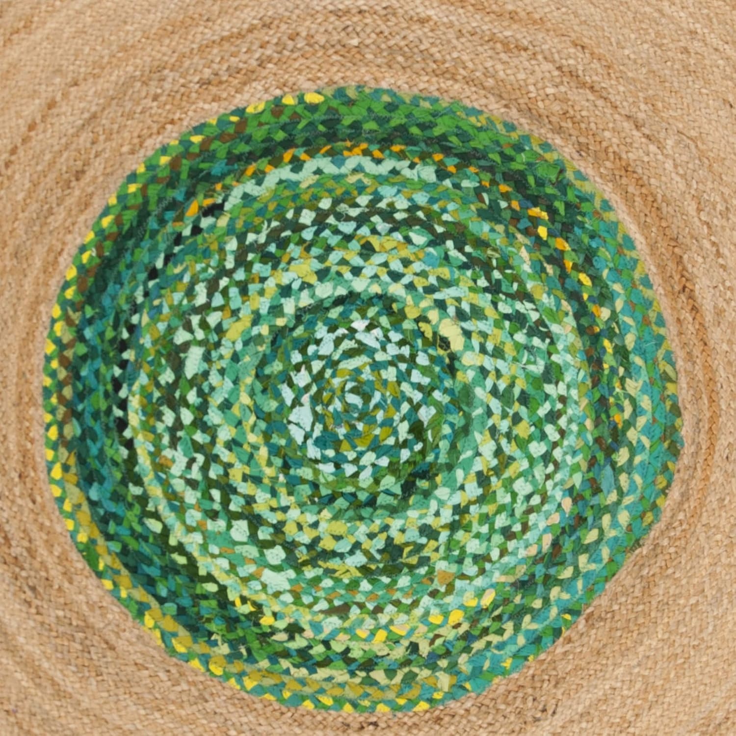 image:imageSAFAVIEH Cape Cod Collection Area Rug 6 Round Beige amp Natural Handmade Boho Fringe Jute amp Cotton Ideal for High Traffic Areas in Living Room Bedroom CAP701BGreenNatural