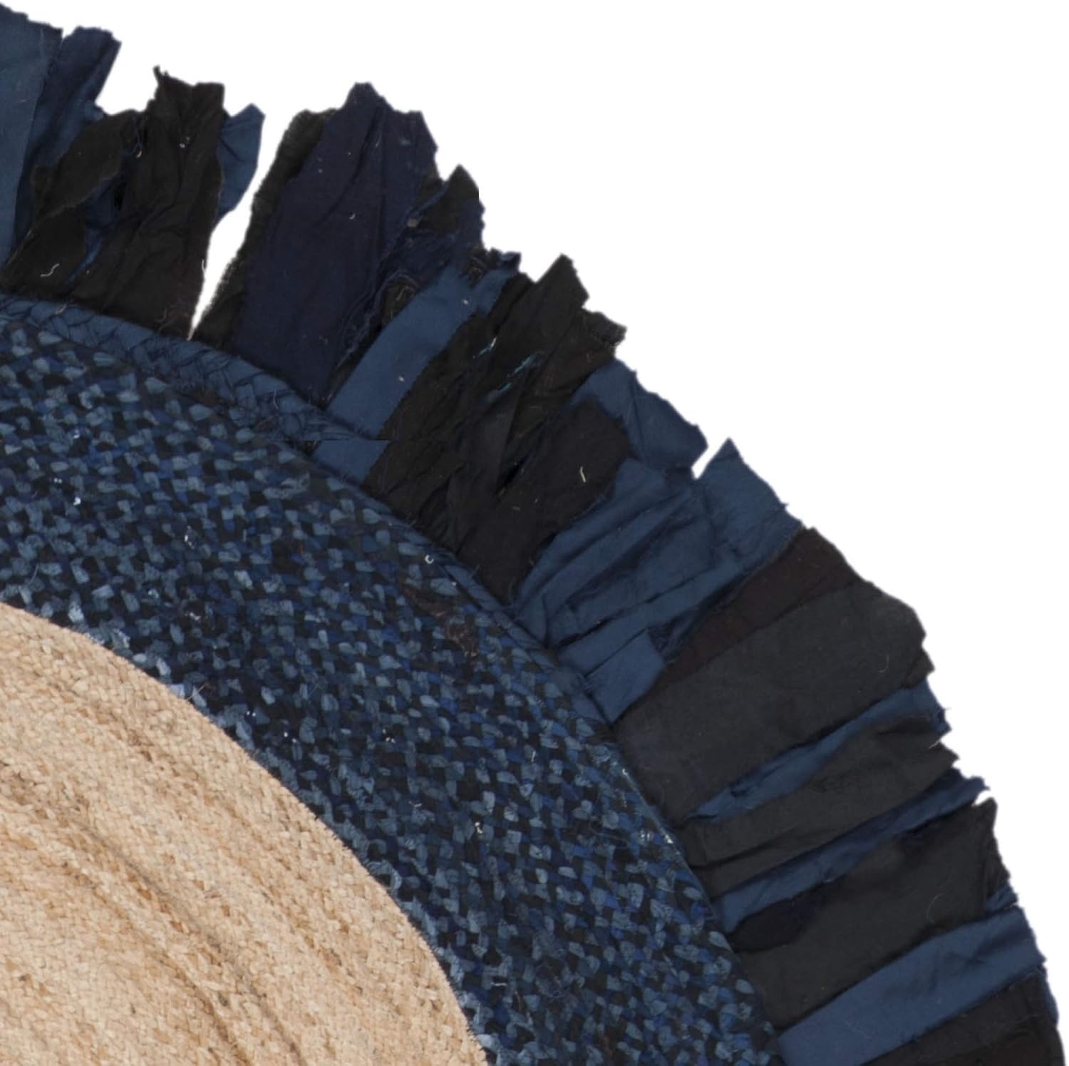 image:imageSAFAVIEH Cape Cod Collection Area Rug 6 Round Beige amp Natural Handmade Boho Fringe Jute amp Cotton Ideal for High Traffic Areas in Living Room Bedroom CAP701BNavyNatural