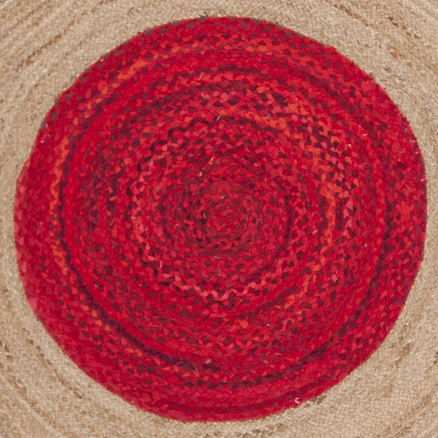 image:imageSAFAVIEH Cape Cod Collection Area Rug 6 Round Beige amp Natural Handmade Boho Fringe Jute amp Cotton Ideal for High Traffic Areas in Living Room Bedroom CAP701BRedNatural
