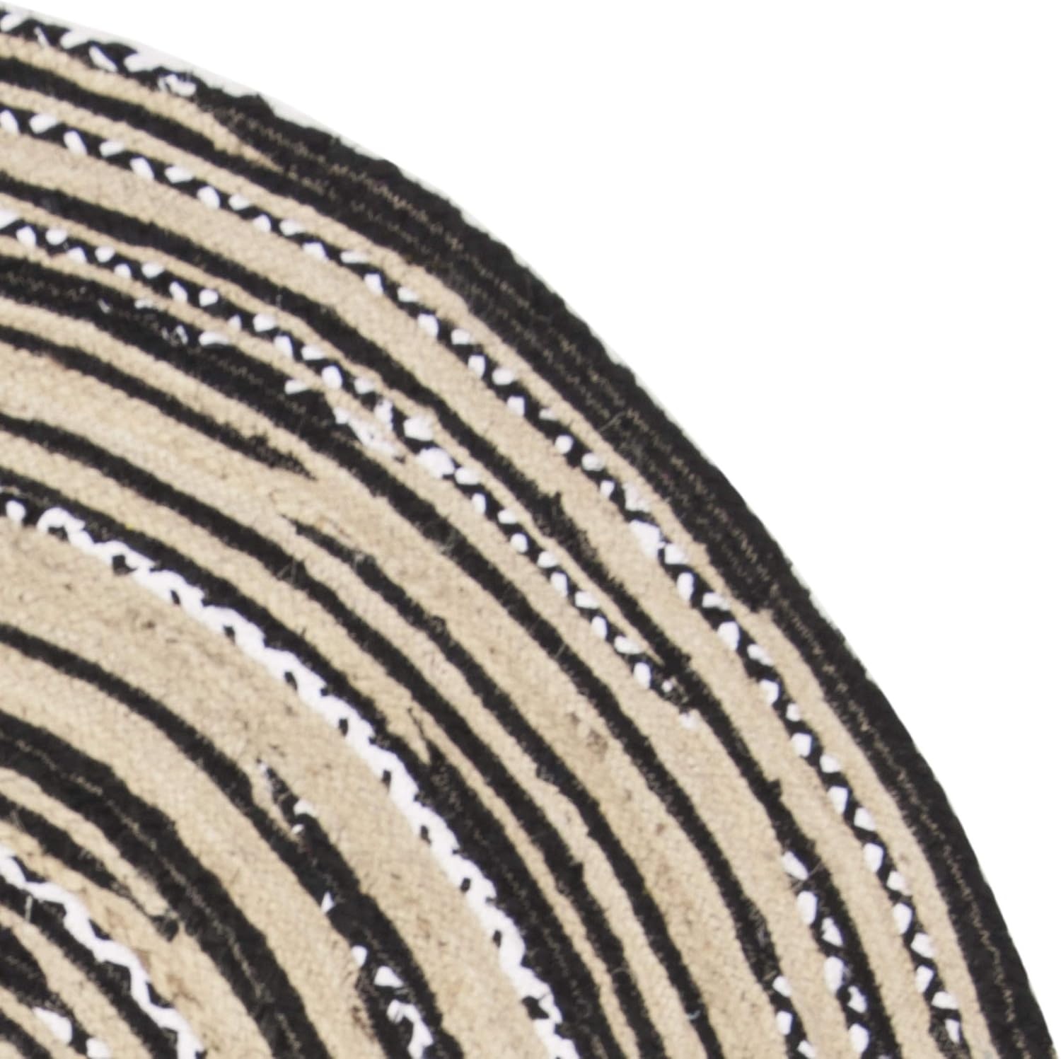 image:imageSAFAVIEH Cape Cod Collection Area Rug 6 Round Blue amp Natural Handmade Braided Jute amp Cotton Ideal for High Traffic Areas in Living Room Bedroom CAP209LBlackIvory