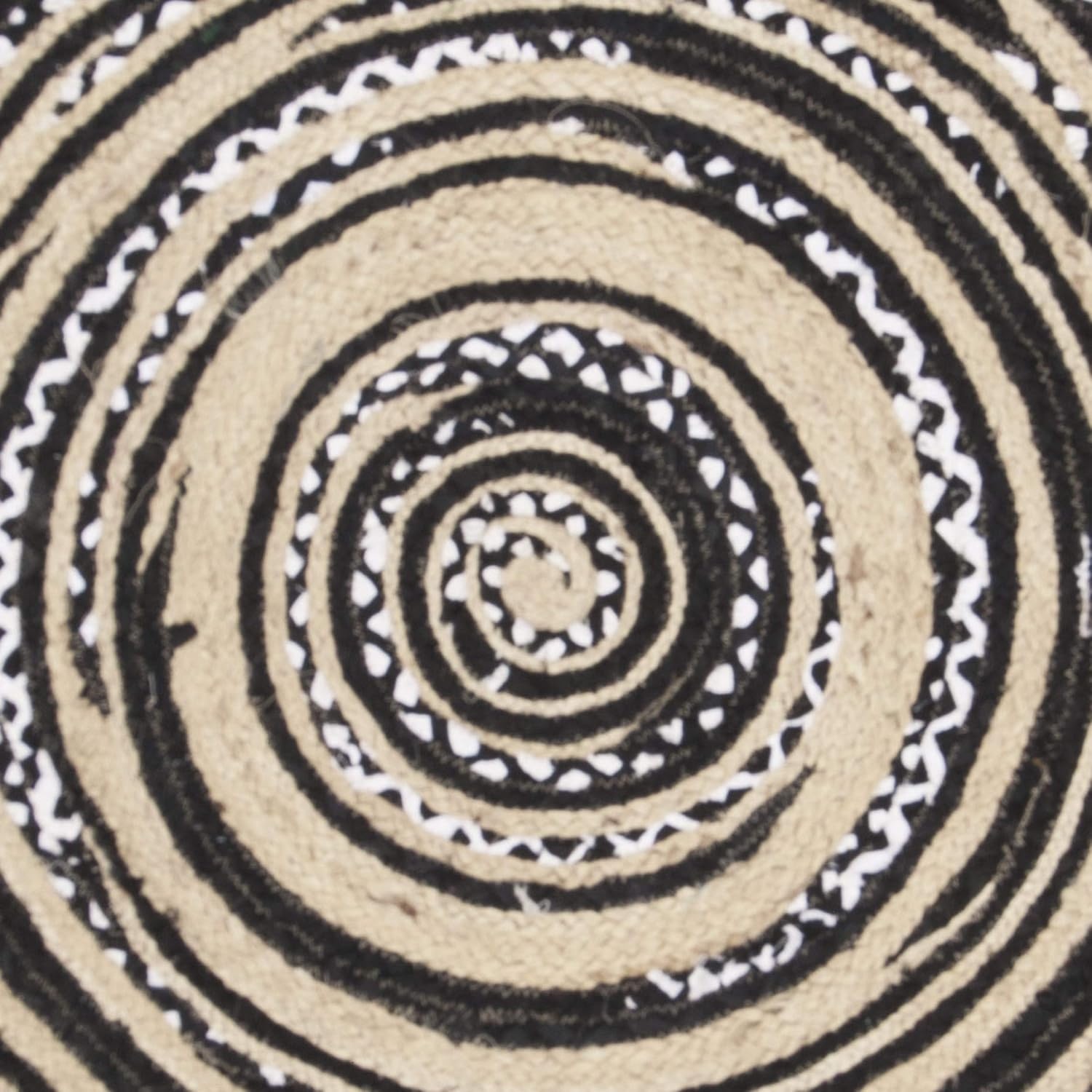image:imageSAFAVIEH Cape Cod Collection Area Rug 6 Round Blue amp Natural Handmade Braided Jute amp Cotton Ideal for High Traffic Areas in Living Room Bedroom CAP209LBlackIvory