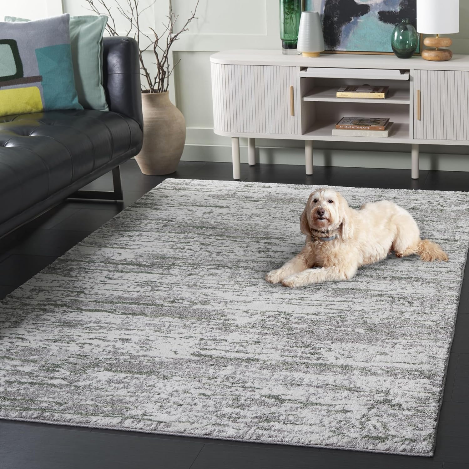 image:imageSAFAVIEH Century Collection Area Rug 67 x 9 Ivory amp Beige Modern Abstract Design NonShedding amp Easy Care Ideal for High Traffic Areas in Living Room Bedroom CTY350BGreyDark Green