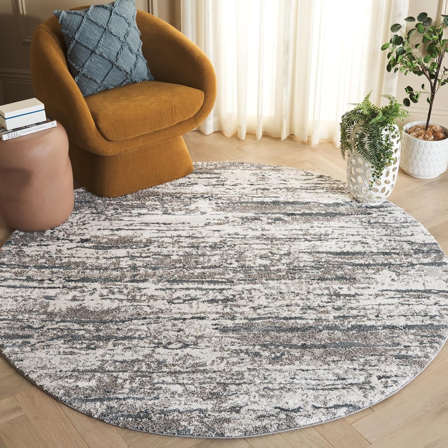 image:imageSAFAVIEH Century Collection Area Rug 67 x 9 Ivory amp Beige Modern Abstract Design NonShedding amp Easy Care Ideal for High Traffic Areas in Living Room Bedroom CTY350BGreyNavy