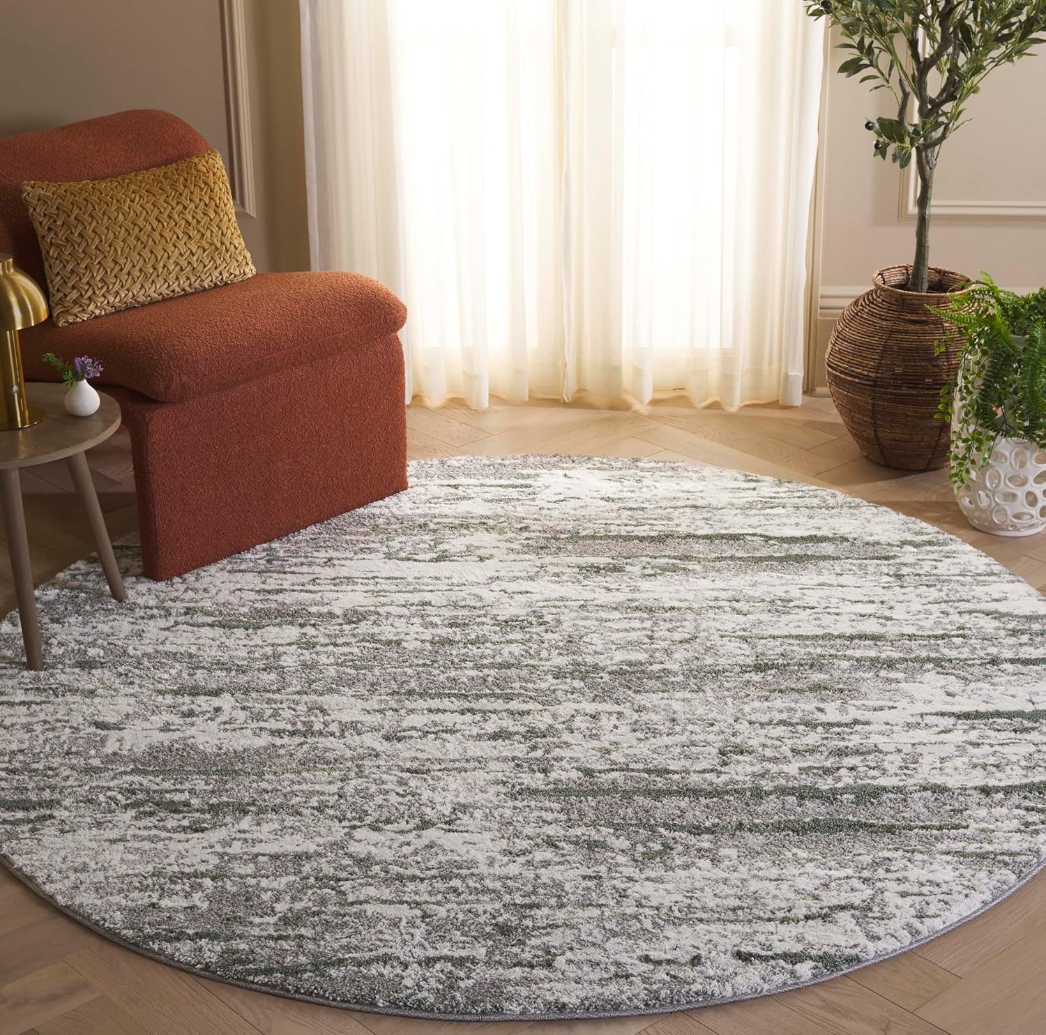 image:imageSAFAVIEH Century Collection Area Rug 67 x 9 Ivory amp Beige Modern Abstract Design NonShedding amp Easy Care Ideal for High Traffic Areas in Living Room Bedroom CTY350BGreyDark Green