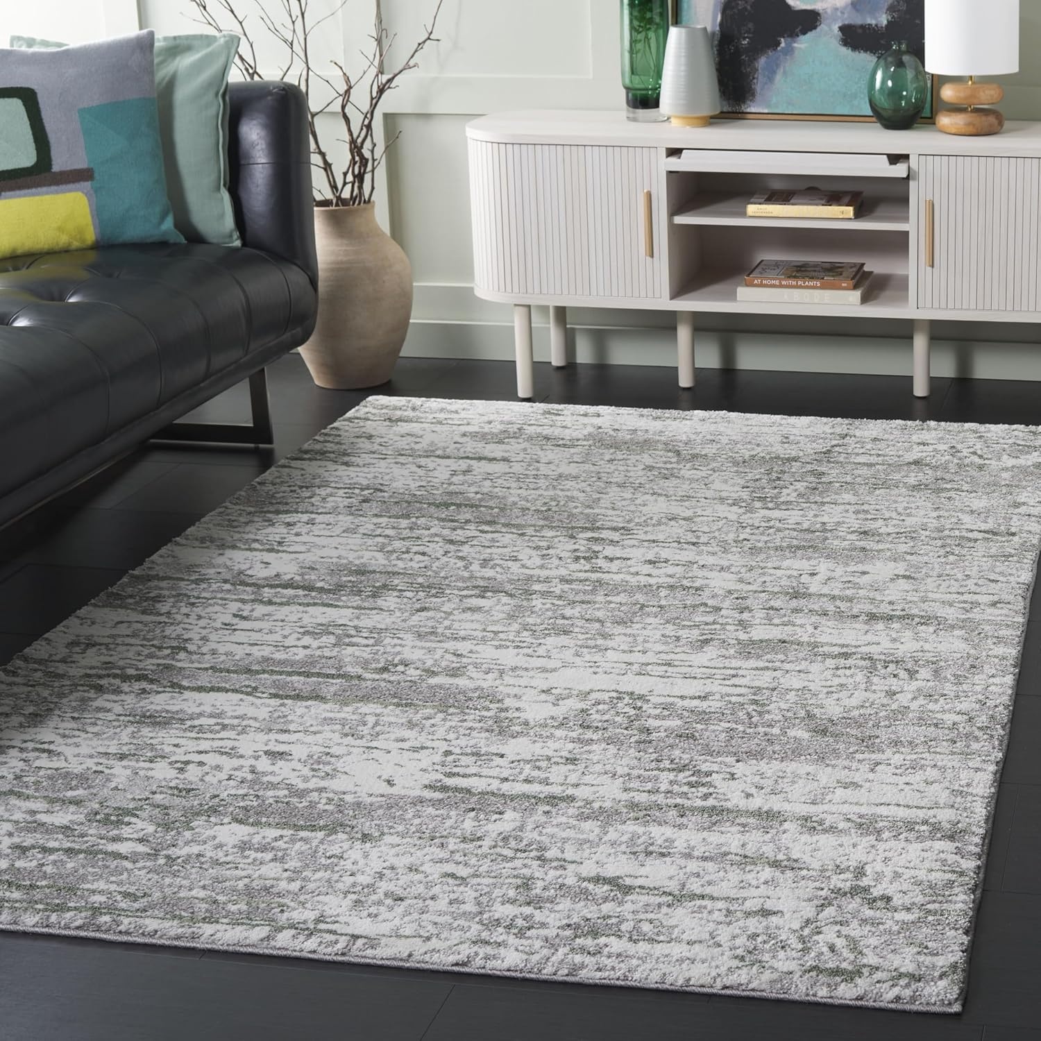 image:imageSAFAVIEH Century Collection Area Rug 67 x 9 Ivory amp Beige Modern Abstract Design NonShedding amp Easy Care Ideal for High Traffic Areas in Living Room Bedroom CTY350BGreyDark Green