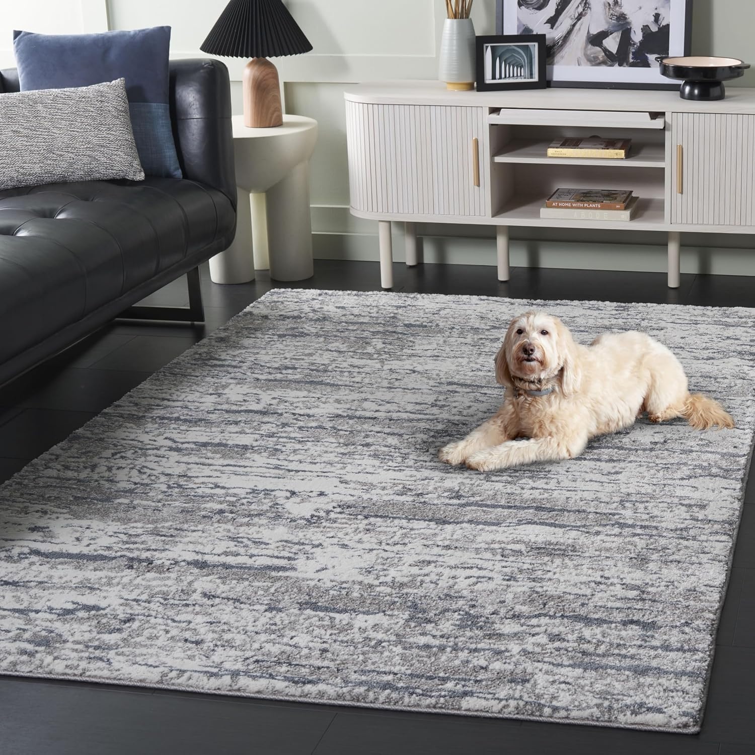 image:imageSAFAVIEH Century Collection Area Rug 67 x 9 Ivory amp Beige Modern Abstract Design NonShedding amp Easy Care Ideal for High Traffic Areas in Living Room Bedroom CTY350BGreyNavy