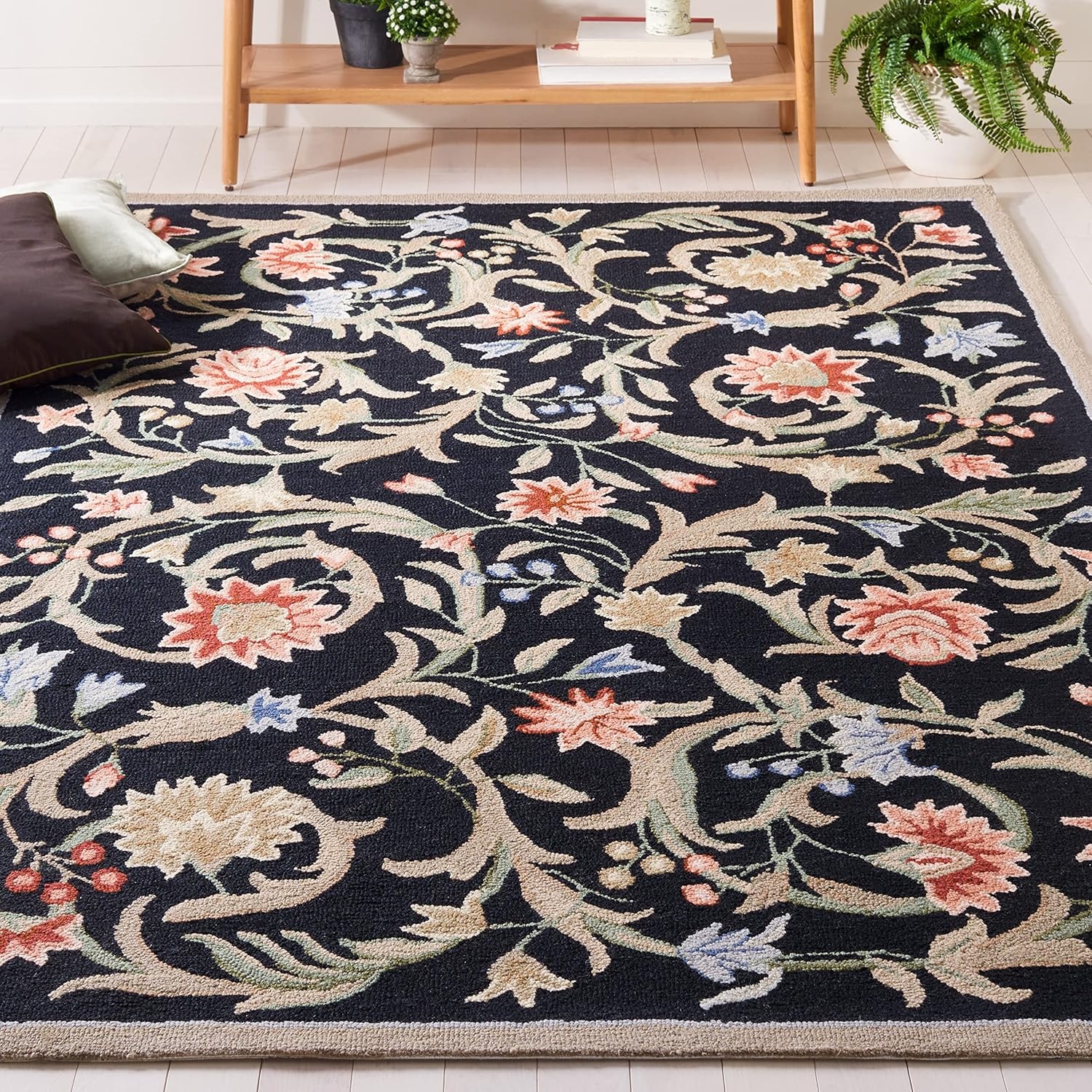 image:imageSAFAVIEH Chelsea Collection Area Rug 9 x 12 Ivory HandHooked French Country Wool Ideal for High Traffic Areas in Living Room Bedroom HK248ABlack