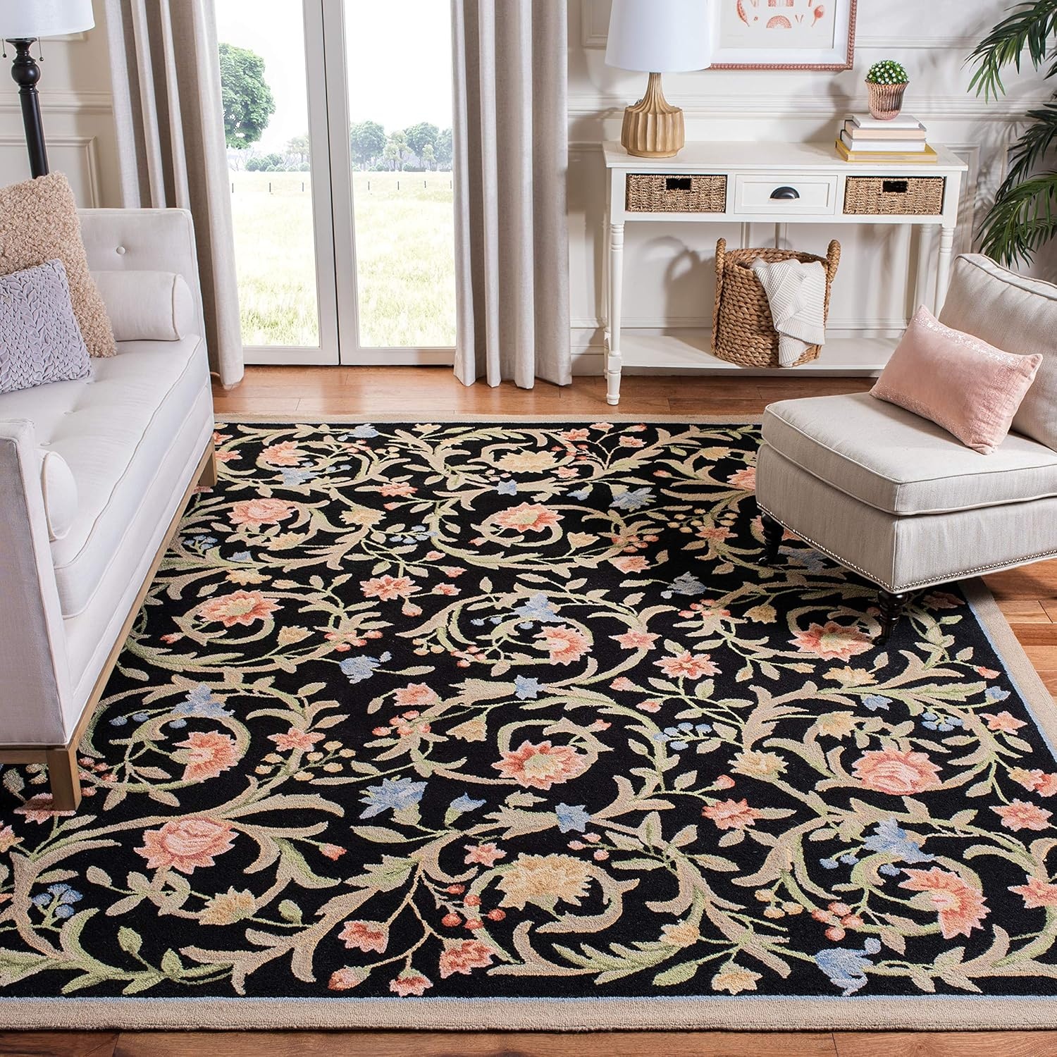 image:imageSAFAVIEH Chelsea Collection Area Rug 9 x 12 Ivory HandHooked French Country Wool Ideal for High Traffic Areas in Living Room Bedroom HK248ABlack