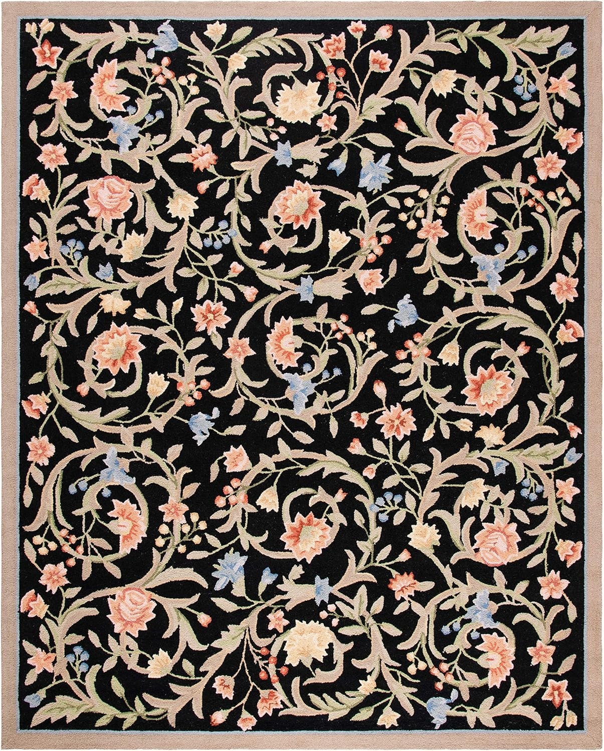 image:imageSAFAVIEH Chelsea Collection Area Rug 9 x 12 Ivory HandHooked French Country Wool Ideal for High Traffic Areas in Living Room Bedroom HK248ABlack