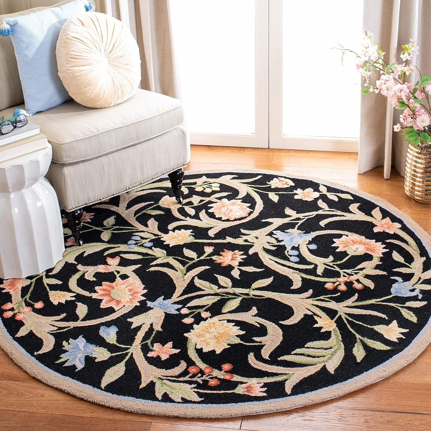 image:imageSAFAVIEH Chelsea Collection Area Rug 9 x 12 Ivory HandHooked French Country Wool Ideal for High Traffic Areas in Living Room Bedroom HK248ABlack