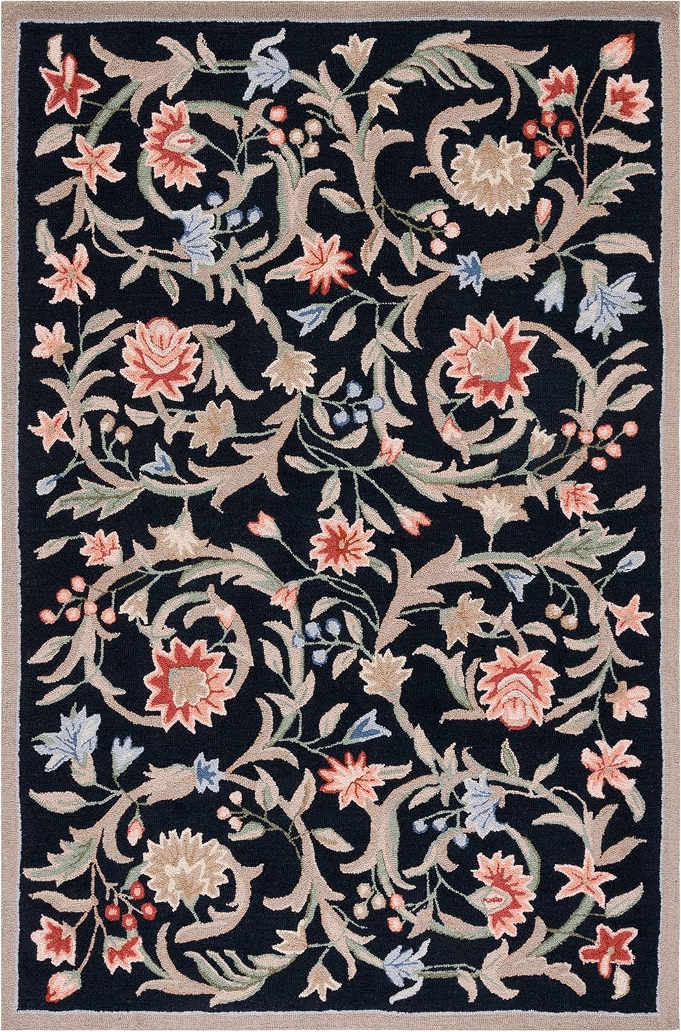 image:imageSAFAVIEH Chelsea Collection Area Rug 9 x 12 Ivory HandHooked French Country Wool Ideal for High Traffic Areas in Living Room Bedroom HK248ABlack