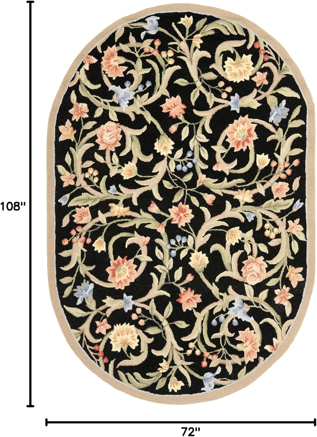 image:imageSAFAVIEH Chelsea Collection Area Rug 9 x 12 Ivory HandHooked French Country Wool Ideal for High Traffic Areas in Living Room Bedroom HK248ABlack