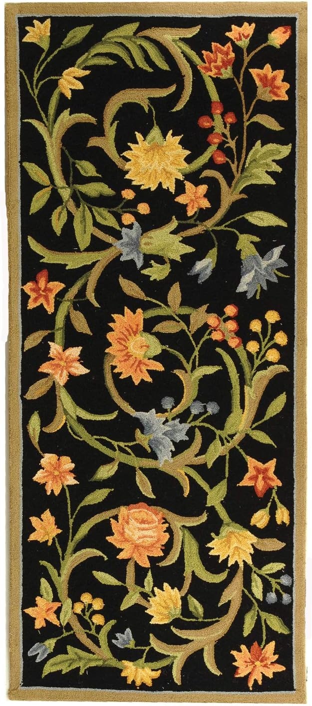 image:imageSAFAVIEH Chelsea Collection Area Rug 9 x 12 Ivory HandHooked French Country Wool Ideal for High Traffic Areas in Living Room Bedroom HK248ABlack