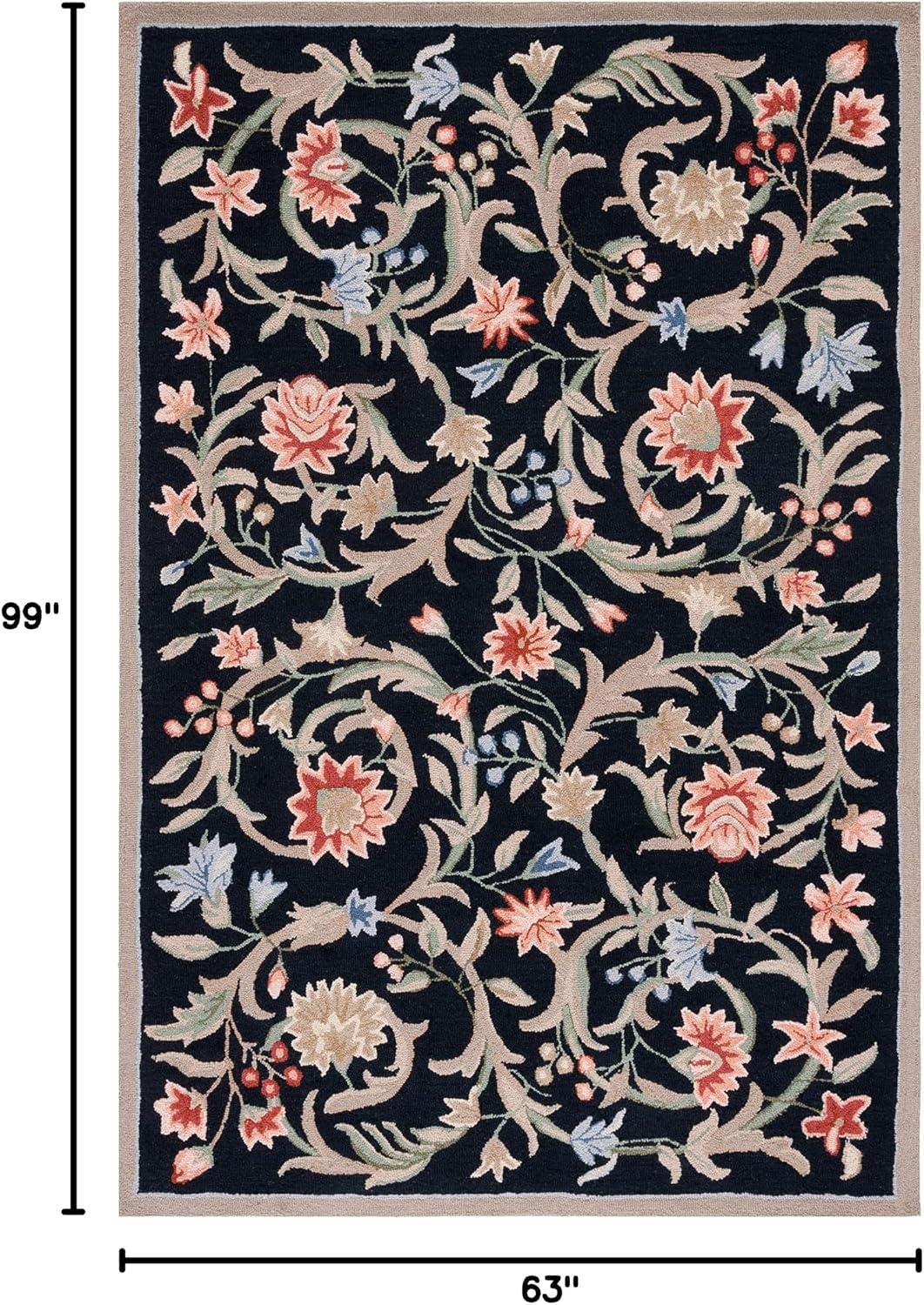 image:imageSAFAVIEH Chelsea Collection Area Rug 9 x 12 Ivory HandHooked French Country Wool Ideal for High Traffic Areas in Living Room Bedroom HK248ABlack