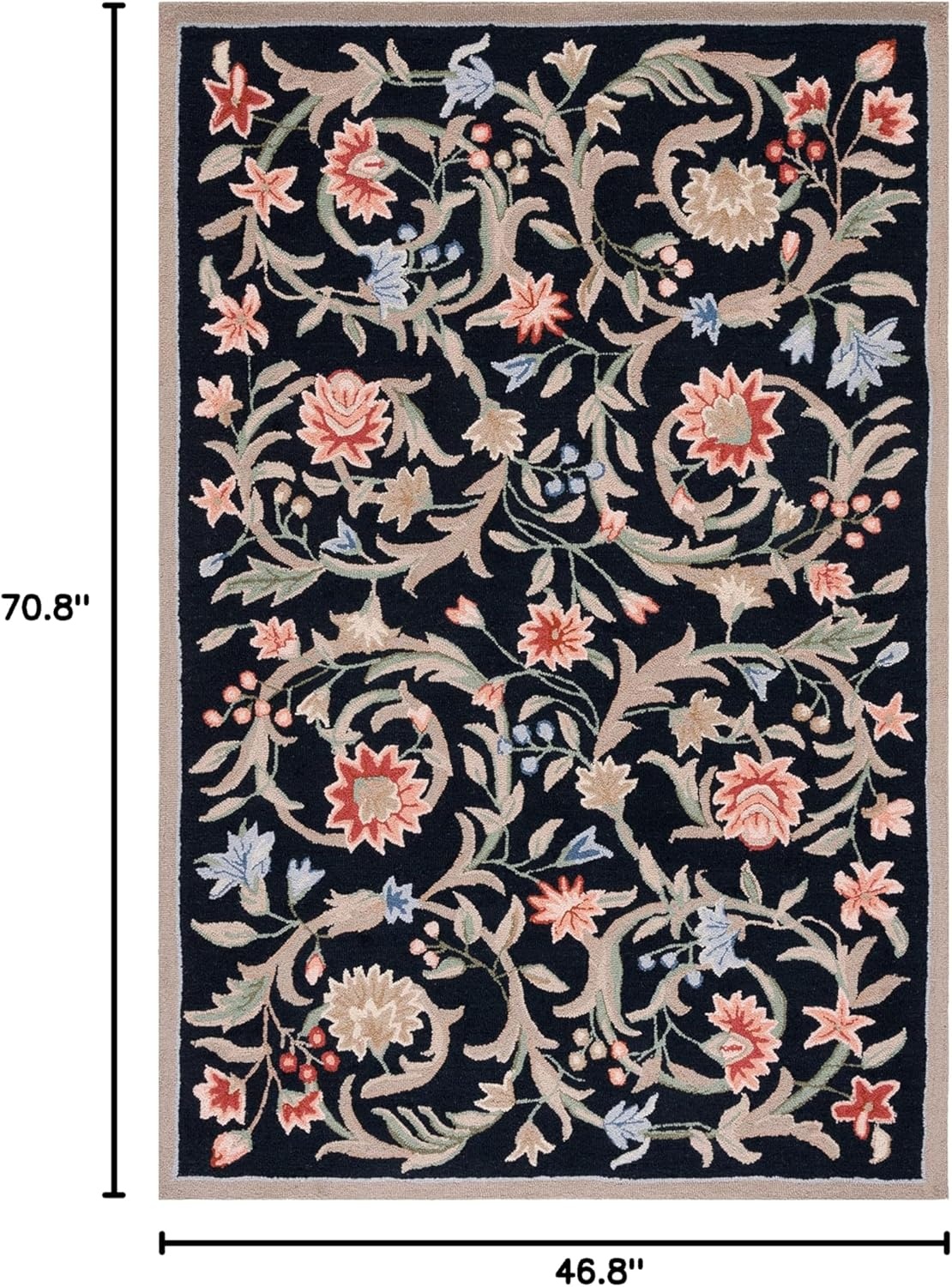 image:imageSAFAVIEH Chelsea Collection Area Rug 9 x 12 Ivory HandHooked French Country Wool Ideal for High Traffic Areas in Living Room Bedroom HK248ABlack
