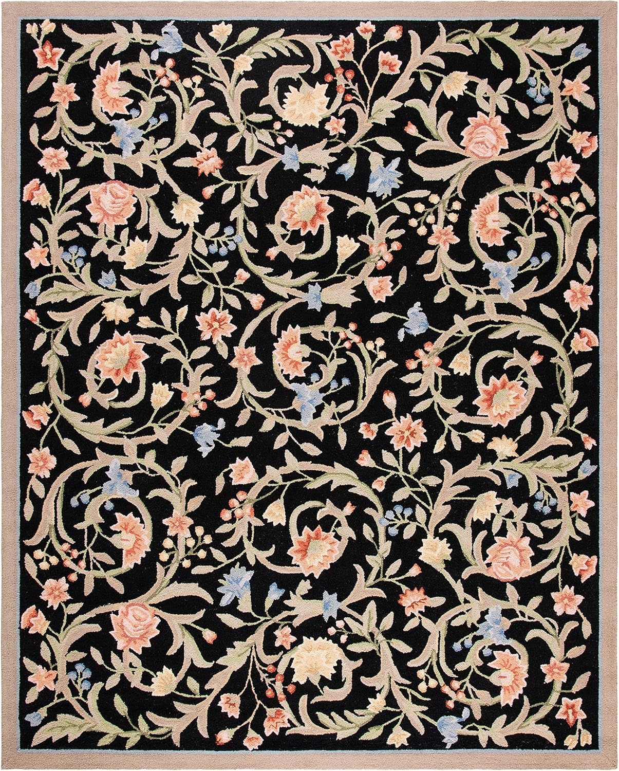 image:imageSAFAVIEH Chelsea Collection Area Rug 9 x 12 Ivory HandHooked French Country Wool Ideal for High Traffic Areas in Living Room Bedroom HK248ABlack