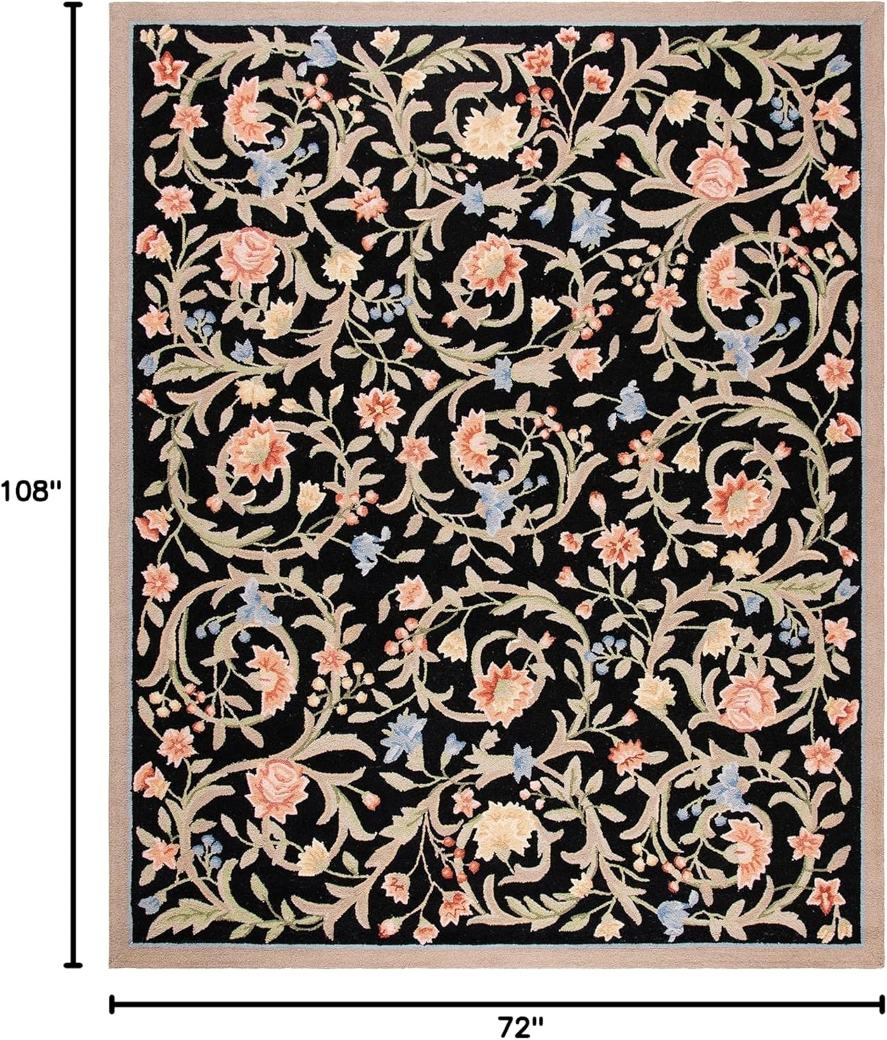 image:imageSAFAVIEH Chelsea Collection Area Rug 9 x 12 Ivory HandHooked French Country Wool Ideal for High Traffic Areas in Living Room Bedroom HK248ABlack