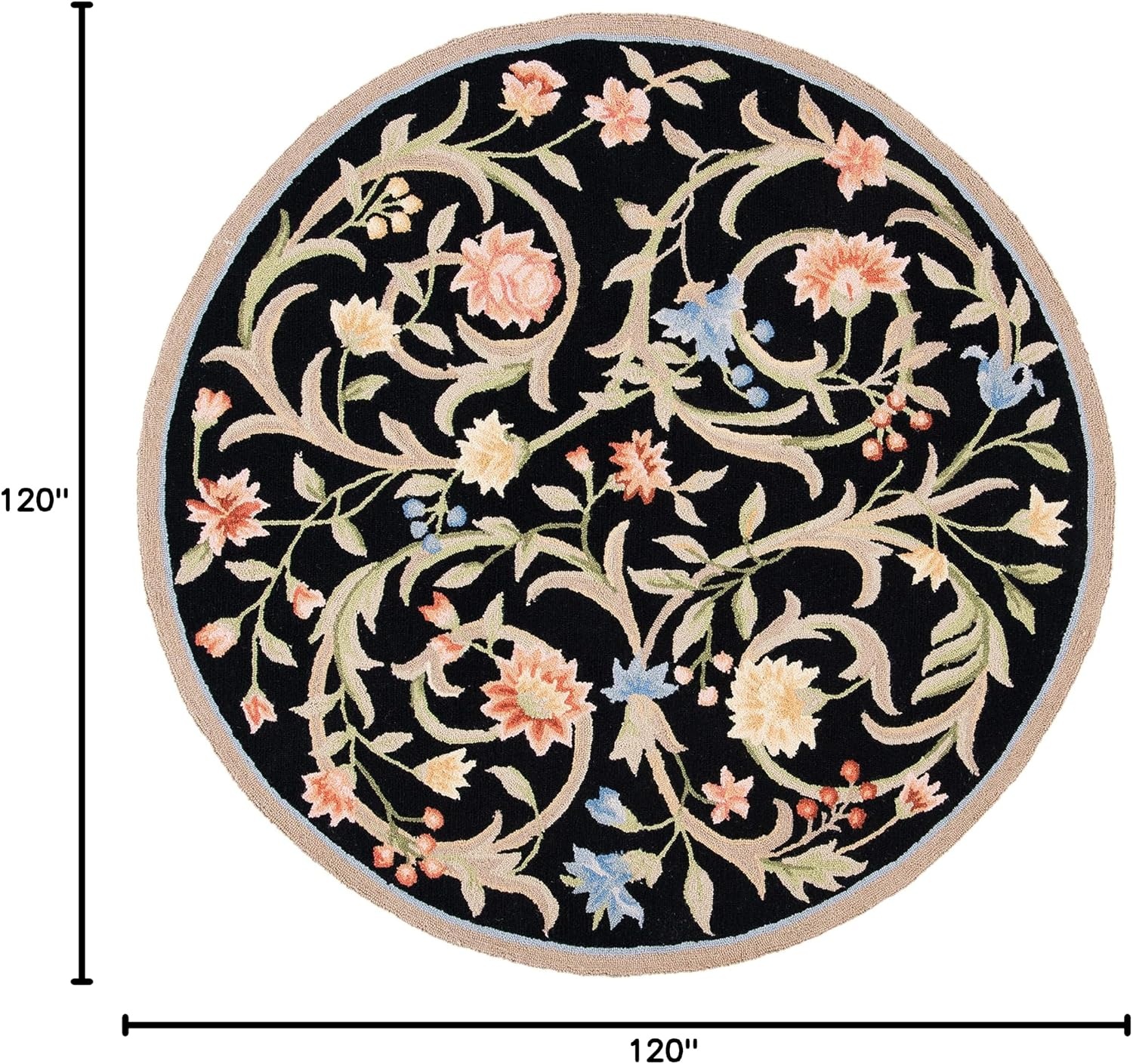 image:imageSAFAVIEH Chelsea Collection Area Rug 9 x 12 Ivory HandHooked French Country Wool Ideal for High Traffic Areas in Living Room Bedroom HK248ABlack
