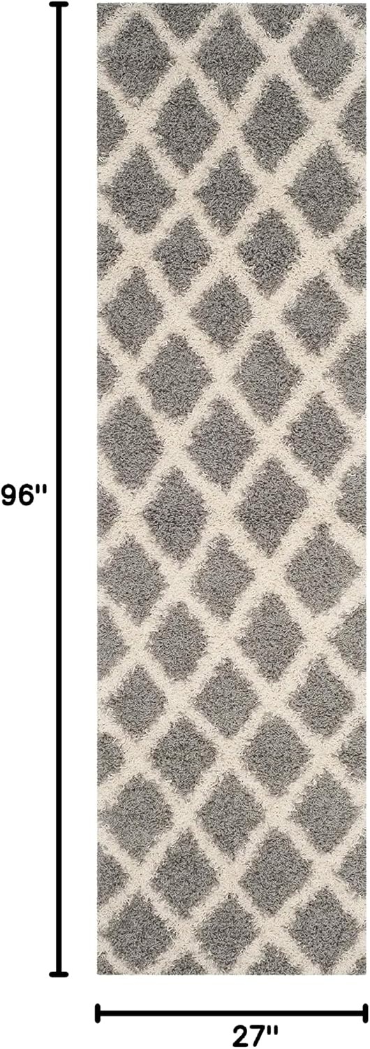 image:imageSAFAVIEH Dallas Shag Collection Area Rug 86 x 12 Dark Grey amp Ivory Trellis Design NonShedding amp Easy Care 15inch Thick Ideal for High Traffic Areas in Living Room Bedroom SGDS258AGreyIvory