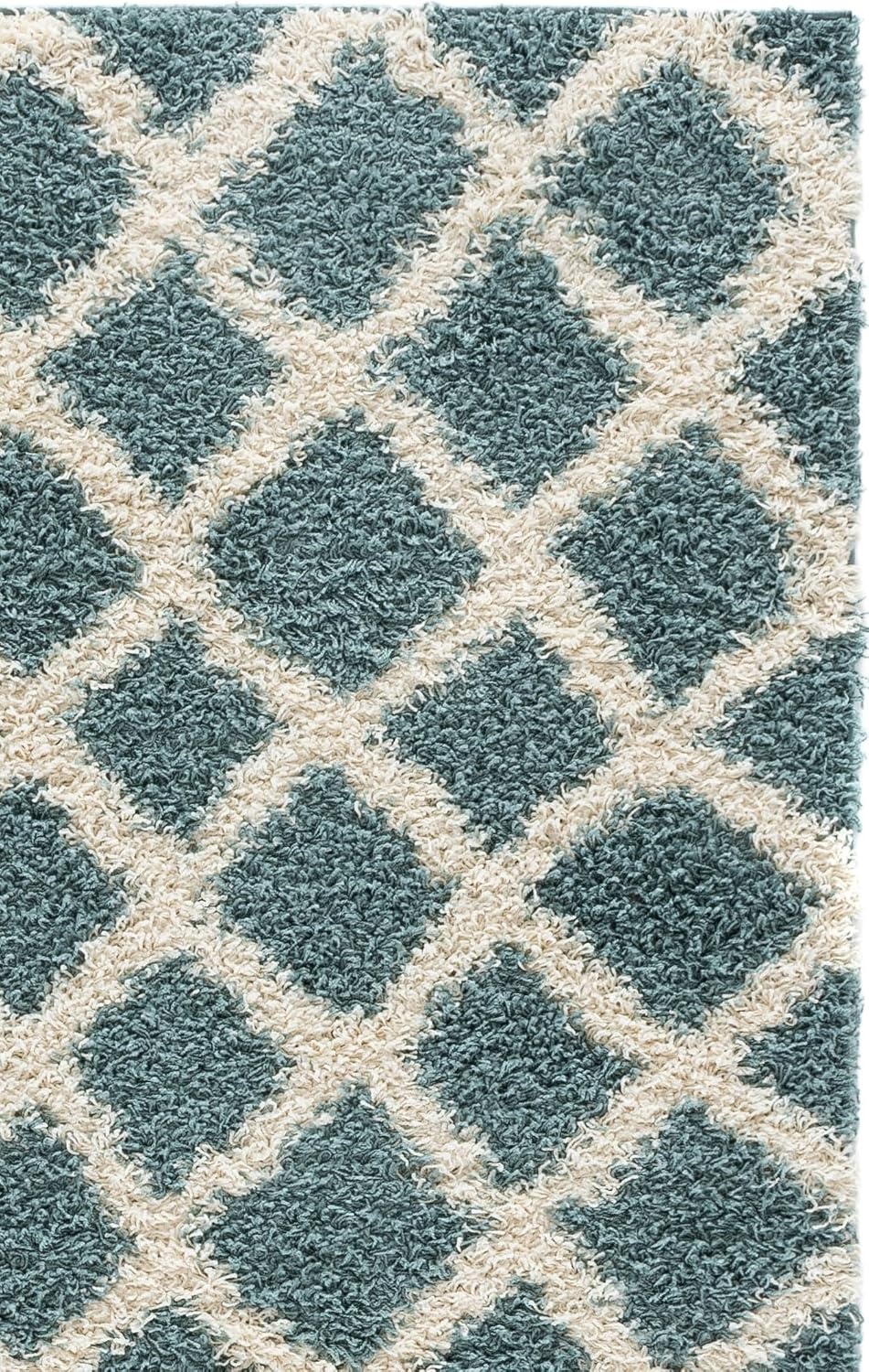 image:imageSAFAVIEH Dallas Shag Collection Area Rug 86 x 12 Dark Grey amp Ivory Trellis Design NonShedding amp Easy Care 15inch Thick Ideal for High Traffic Areas in Living Room Bedroom SGDS258ASeafoamIvory