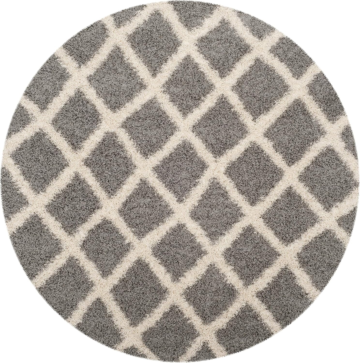image:imageSAFAVIEH Dallas Shag Collection Area Rug 86 x 12 Dark Grey amp Ivory Trellis Design NonShedding amp Easy Care 15inch Thick Ideal for High Traffic Areas in Living Room Bedroom SGDS258AGreyIvory
