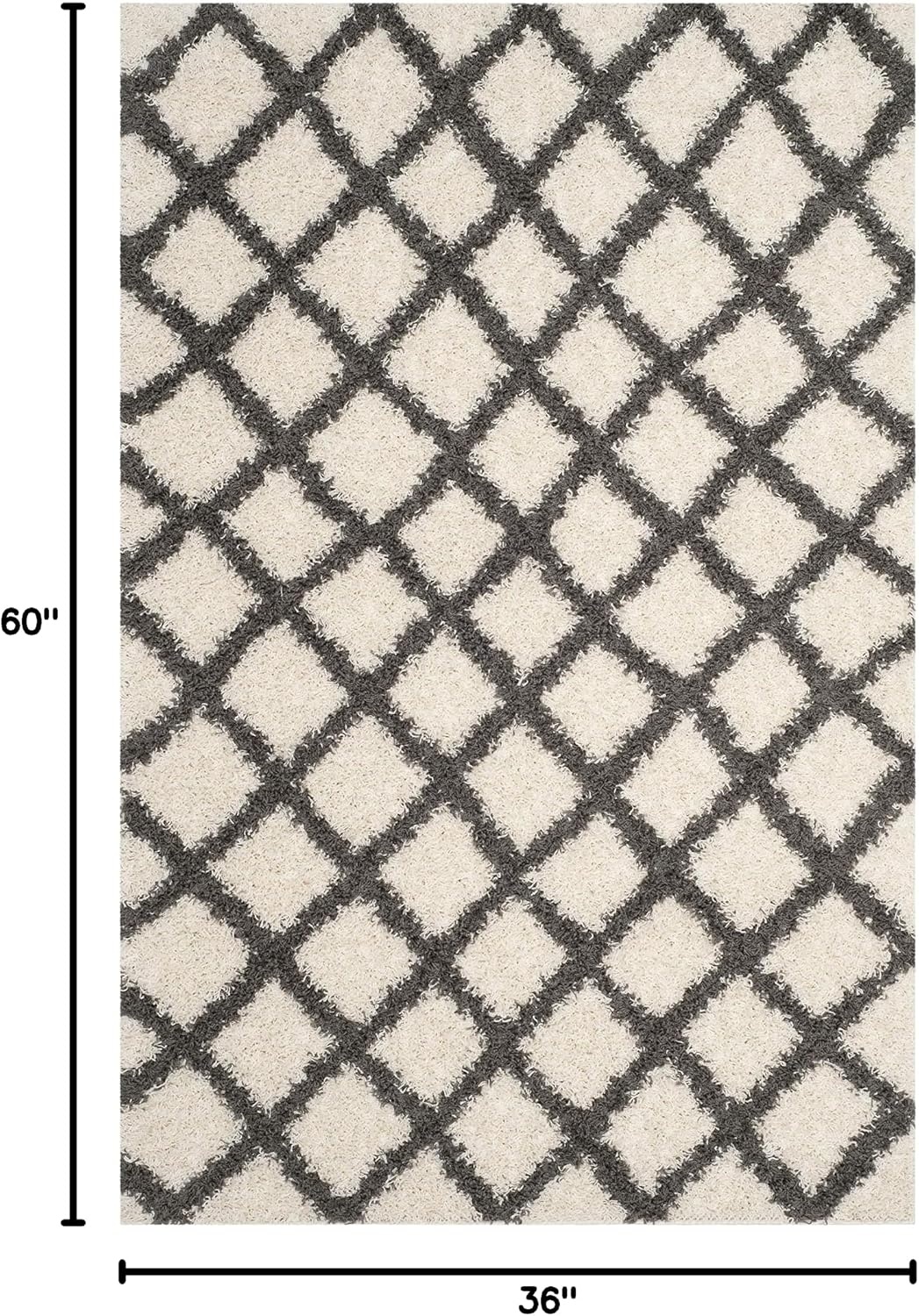 image:imageSAFAVIEH Dallas Shag Collection Area Rug 86 x 12 Dark Grey amp Ivory Trellis Design NonShedding amp Easy Care 15inch Thick Ideal for High Traffic Areas in Living Room Bedroom SGDS258AIvoryDark Grey