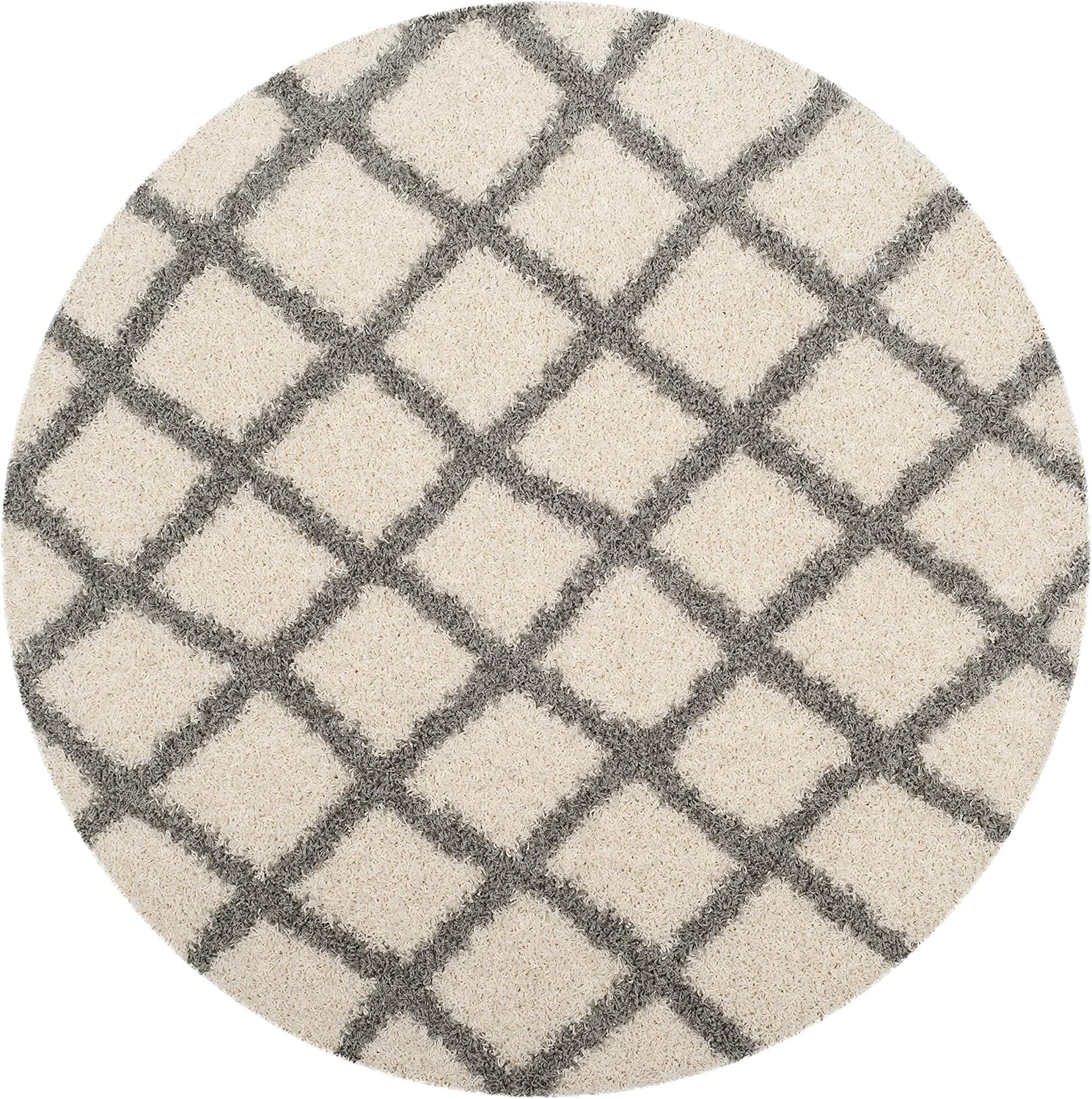 image:imageSAFAVIEH Dallas Shag Collection Area Rug 86 x 12 Dark Grey amp Ivory Trellis Design NonShedding amp Easy Care 15inch Thick Ideal for High Traffic Areas in Living Room Bedroom SGDS258AIvoryGrey
