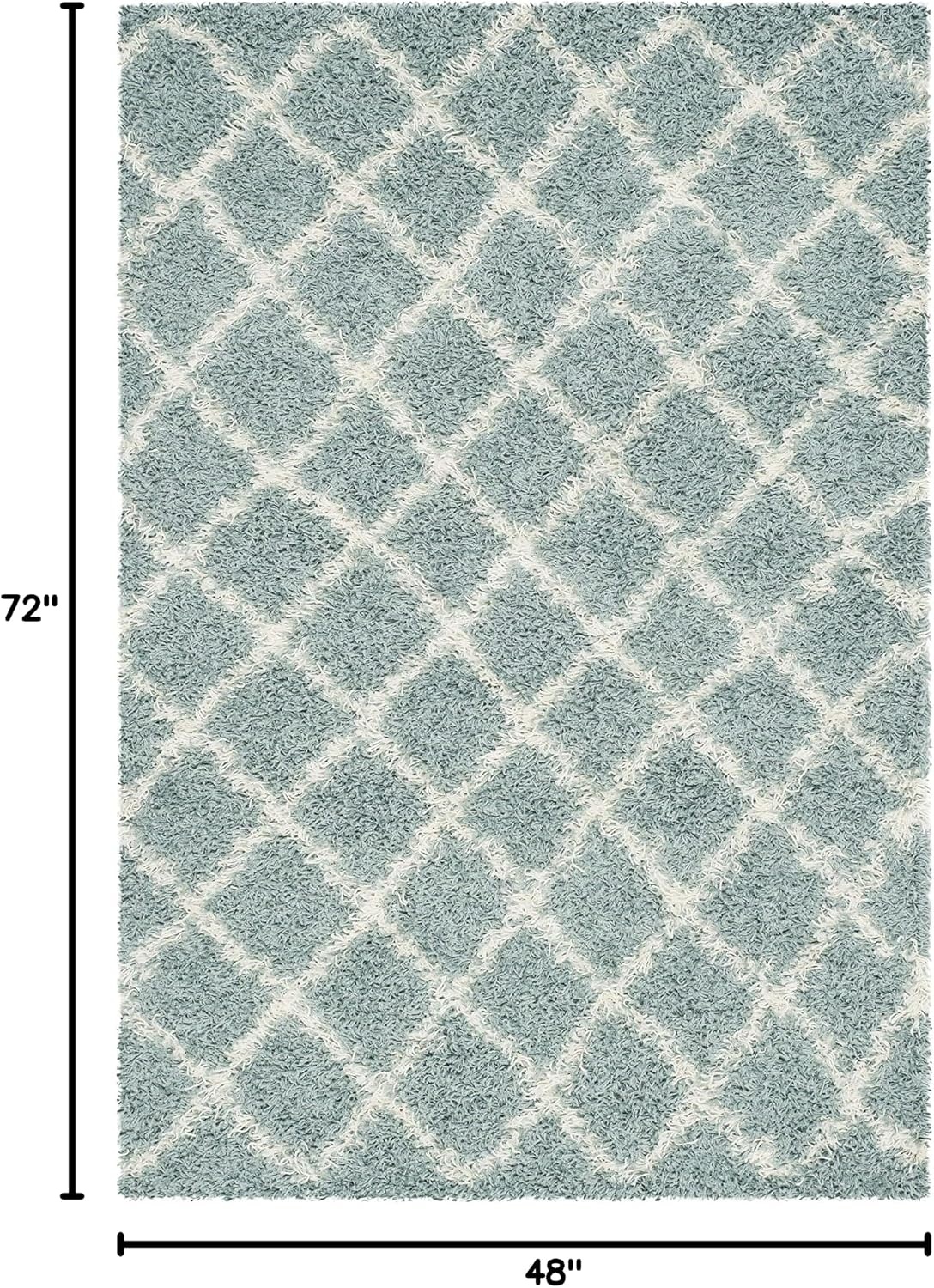 image:imageSAFAVIEH Dallas Shag Collection Area Rug 86 x 12 Dark Grey amp Ivory Trellis Design NonShedding amp Easy Care 15inch Thick Ideal for High Traffic Areas in Living Room Bedroom SGDS258ASeafoamIvory