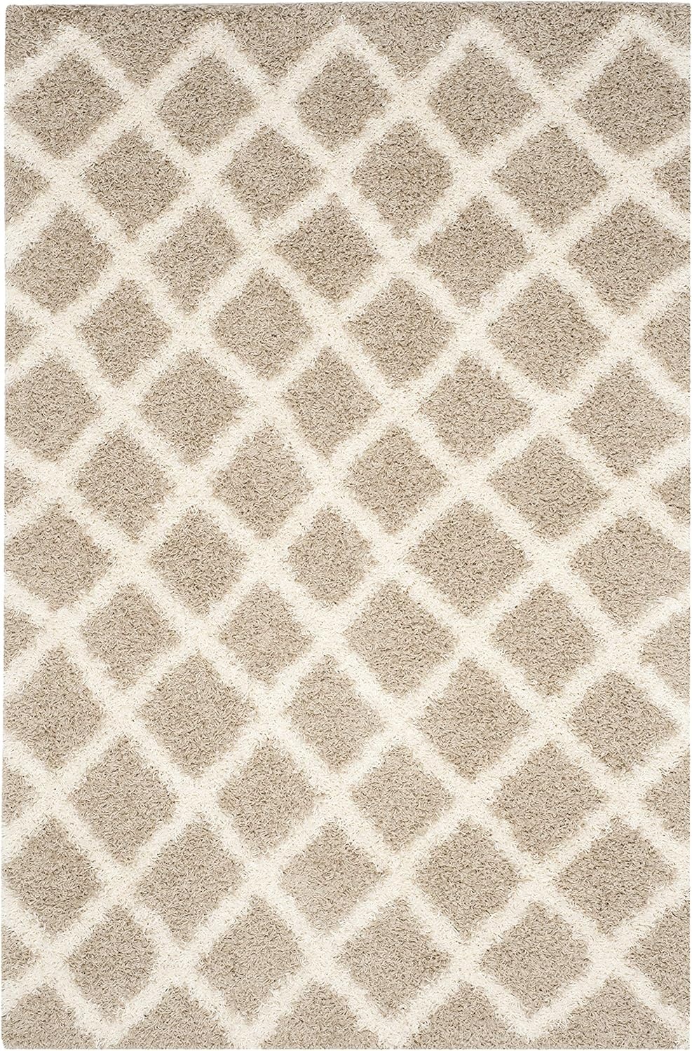 image:imageSAFAVIEH Dallas Shag Collection Area Rug 86 x 12 Dark Grey amp Ivory Trellis Design NonShedding amp Easy Care 15inch Thick Ideal for High Traffic Areas in Living Room Bedroom SGDS258ABeigeIvory