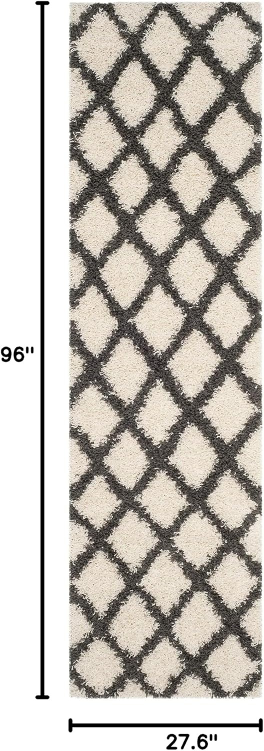 image:imageSAFAVIEH Dallas Shag Collection Area Rug 86 x 12 Dark Grey amp Ivory Trellis Design NonShedding amp Easy Care 15inch Thick Ideal for High Traffic Areas in Living Room Bedroom SGDS258AIvoryDark Grey