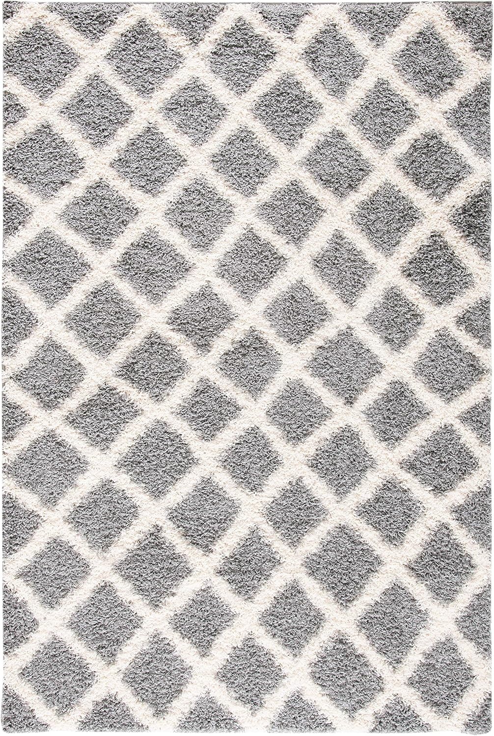 image:imageSAFAVIEH Dallas Shag Collection Area Rug 86 x 12 Dark Grey amp Ivory Trellis Design NonShedding amp Easy Care 15inch Thick Ideal for High Traffic Areas in Living Room Bedroom SGDS258AGreyIvory