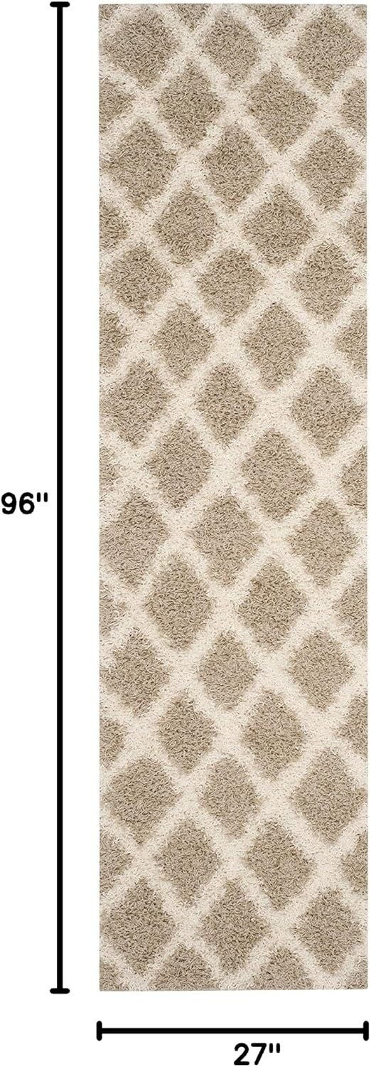 image:imageSAFAVIEH Dallas Shag Collection Area Rug 86 x 12 Dark Grey amp Ivory Trellis Design NonShedding amp Easy Care 15inch Thick Ideal for High Traffic Areas in Living Room Bedroom SGDS258ABeigeIvory