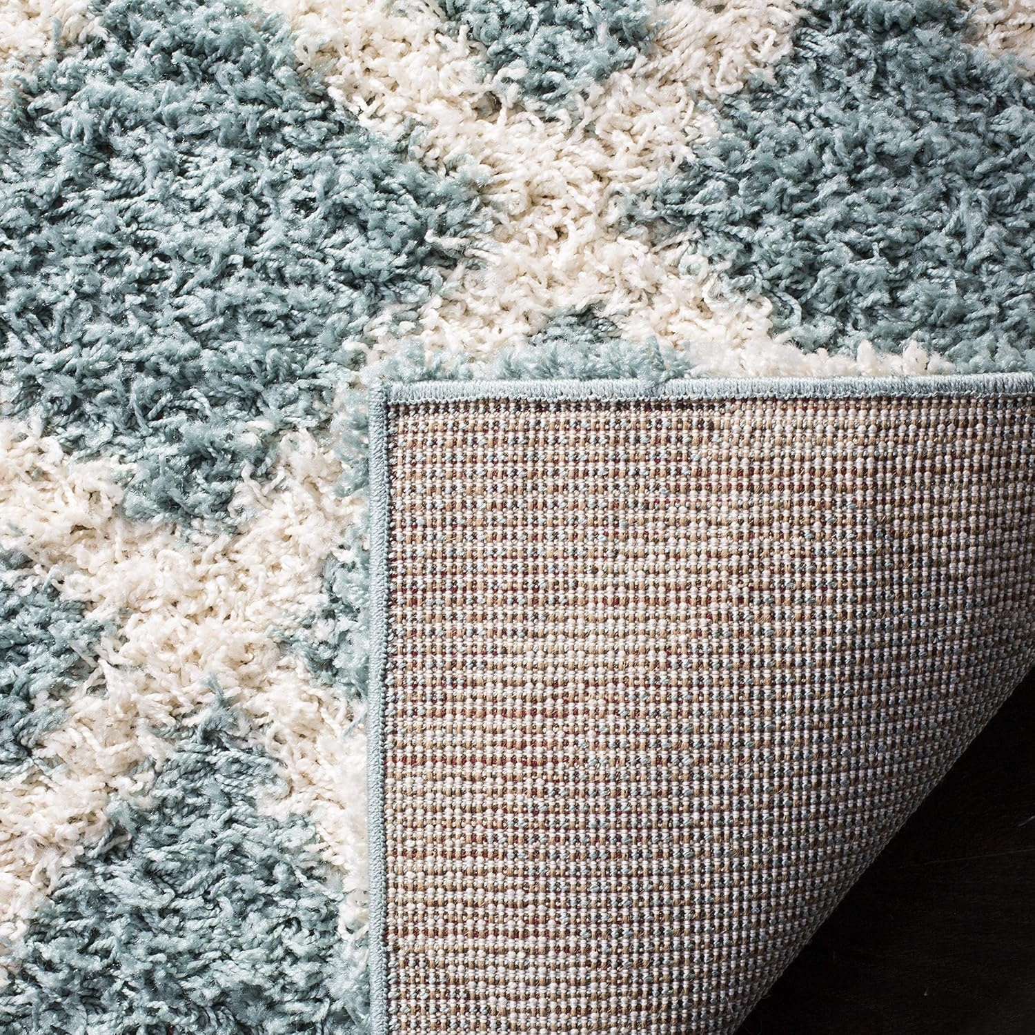 image:imageSAFAVIEH Dallas Shag Collection Area Rug 86 x 12 Dark Grey amp Ivory Trellis Design NonShedding amp Easy Care 15inch Thick Ideal for High Traffic Areas in Living Room Bedroom SGDS258ASeafoamIvory