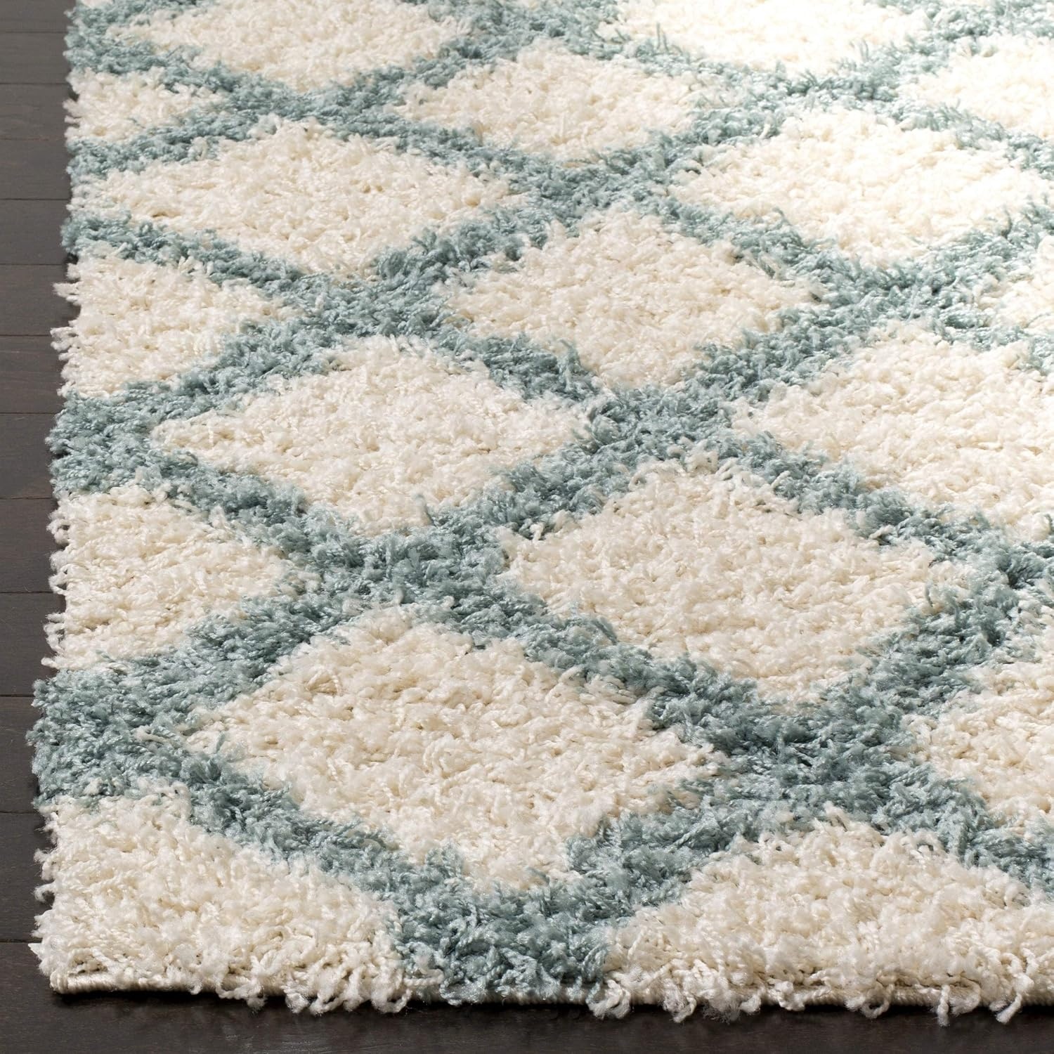 image:imageSAFAVIEH Dallas Shag Collection Area Rug 86 x 12 Dark Grey amp Ivory Trellis Design NonShedding amp Easy Care 15inch Thick Ideal for High Traffic Areas in Living Room Bedroom SGDS258AIvorySeafoam