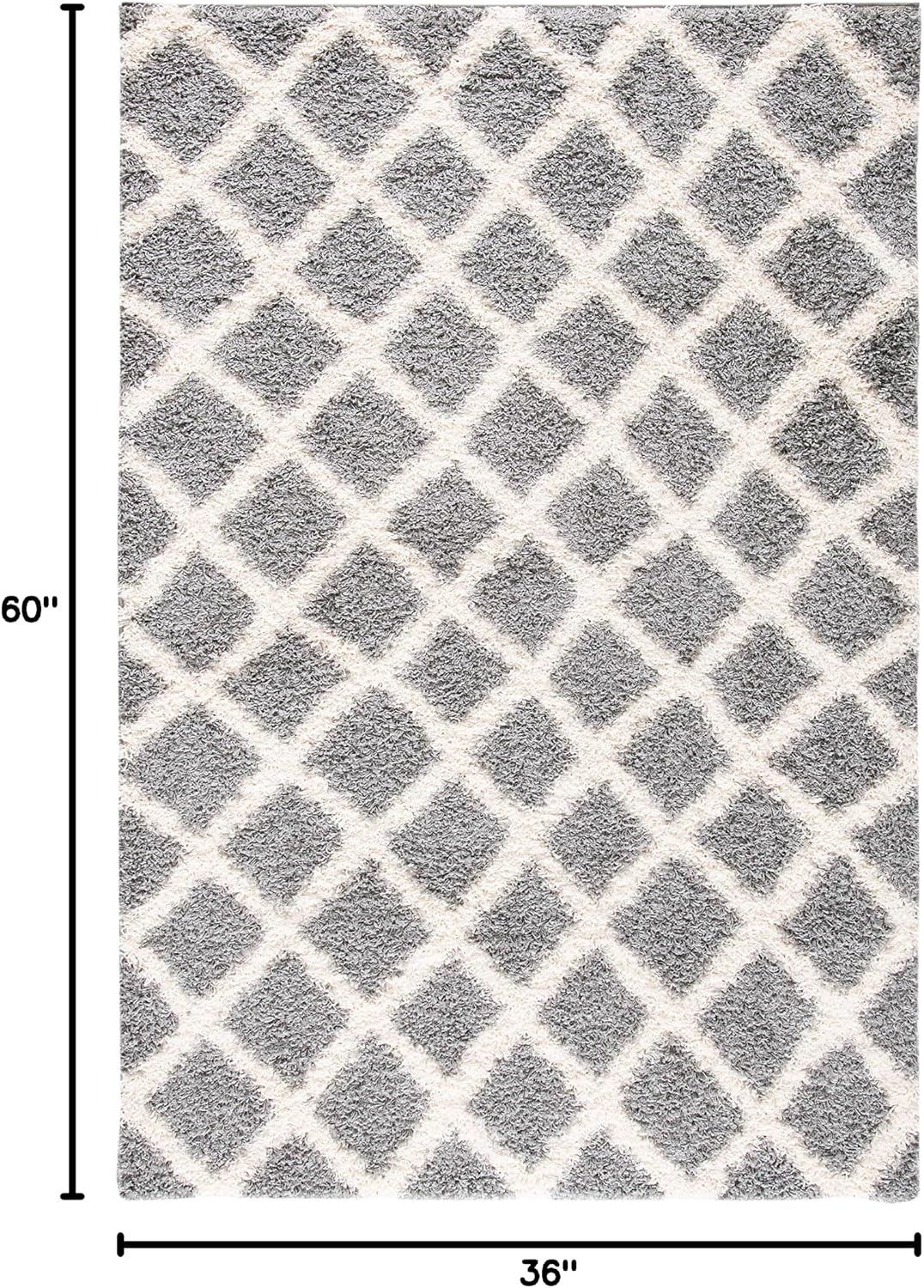 image:imageSAFAVIEH Dallas Shag Collection Area Rug 86 x 12 Dark Grey amp Ivory Trellis Design NonShedding amp Easy Care 15inch Thick Ideal for High Traffic Areas in Living Room Bedroom SGDS258AGreyIvory