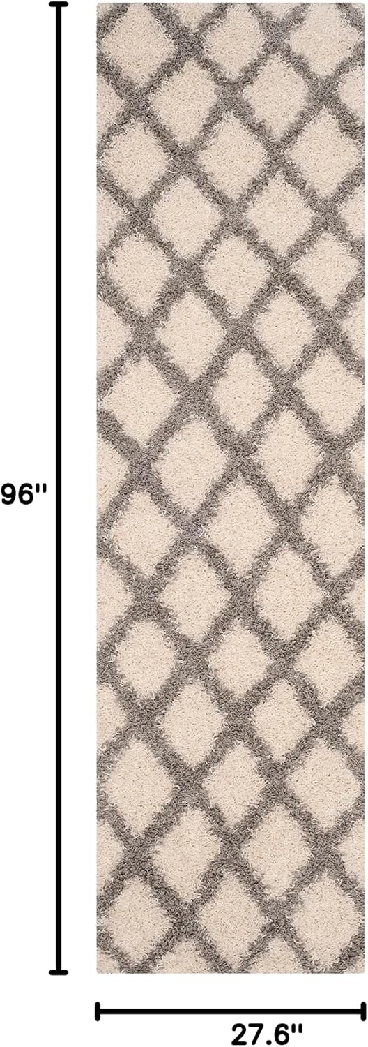 image:imageSAFAVIEH Dallas Shag Collection Area Rug 86 x 12 Dark Grey amp Ivory Trellis Design NonShedding amp Easy Care 15inch Thick Ideal for High Traffic Areas in Living Room Bedroom SGDS258AIvoryGrey
